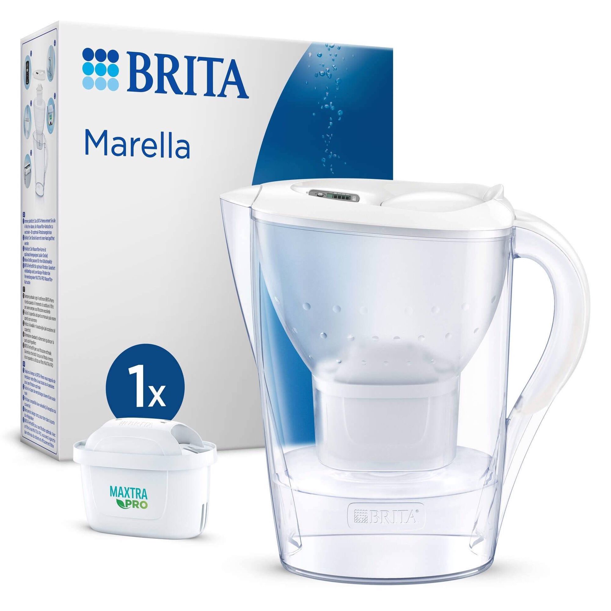 Conjunto Jarro de Filtrar 2,4L Marella Branco e 1 Filtro Maxtra Pro All-In-1 Conjunto Jarro de Filtrar 2,4L Marella Branco e 1 Filtro Maxtra Pro All-In-1