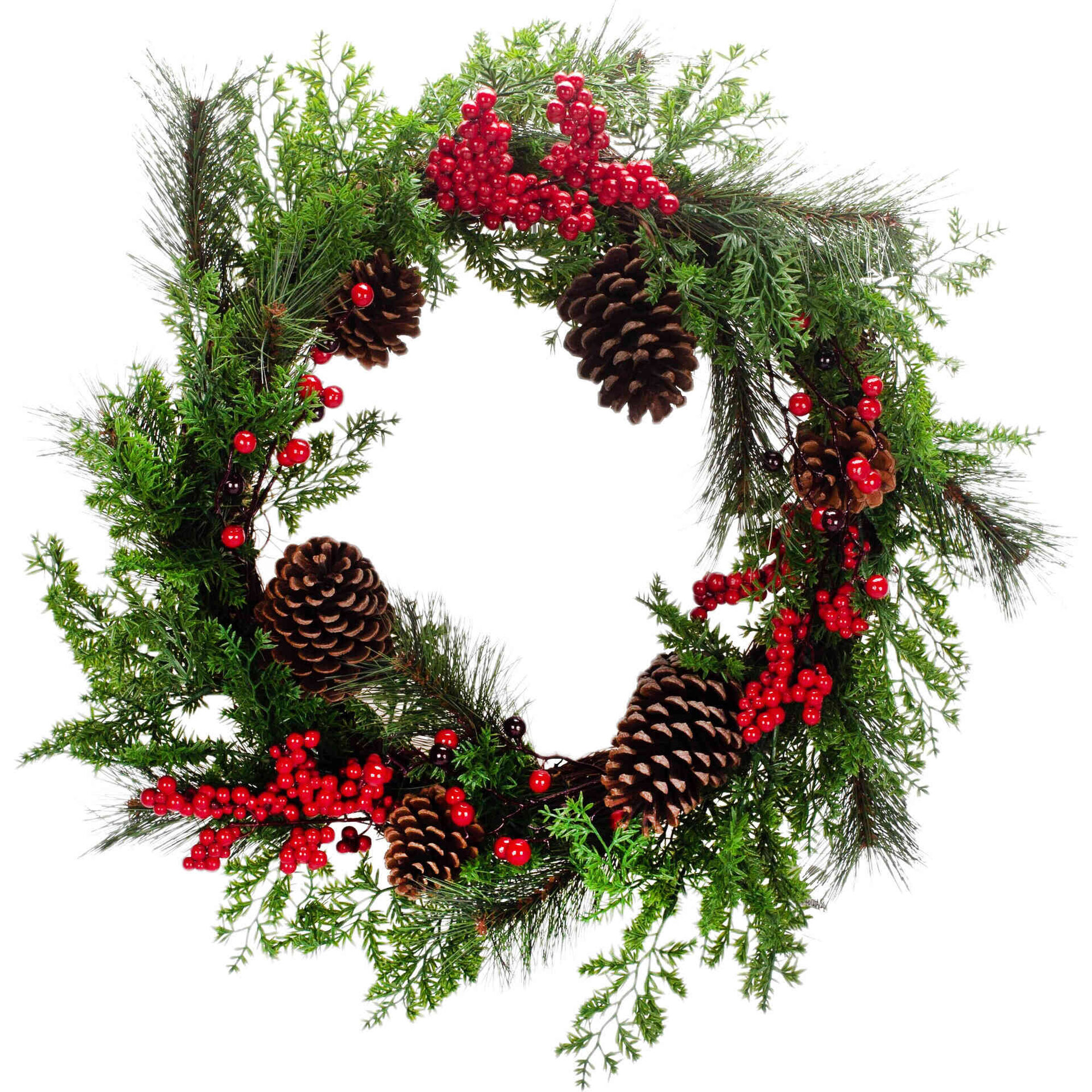 Coroa com Pinhas e Bagas 60cm