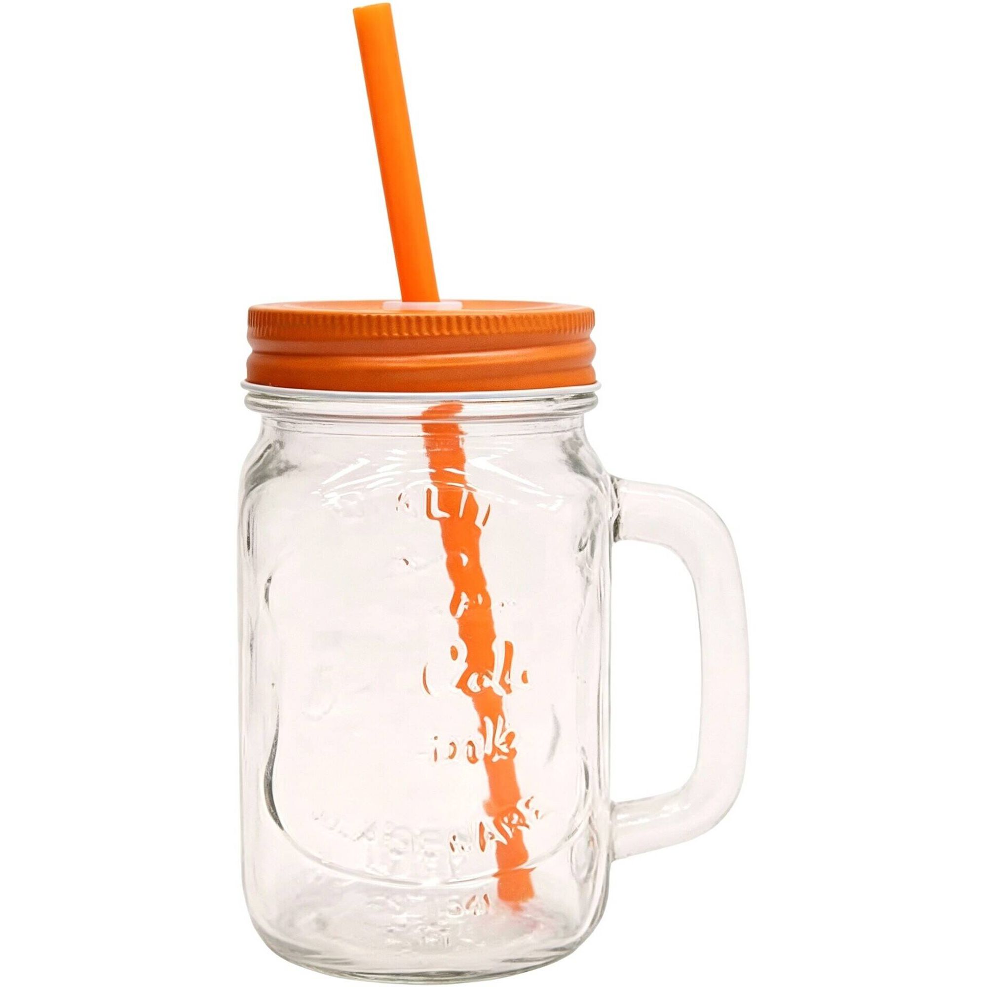 Caneca com Palhinha Tampa 450ml Laranja Kasa