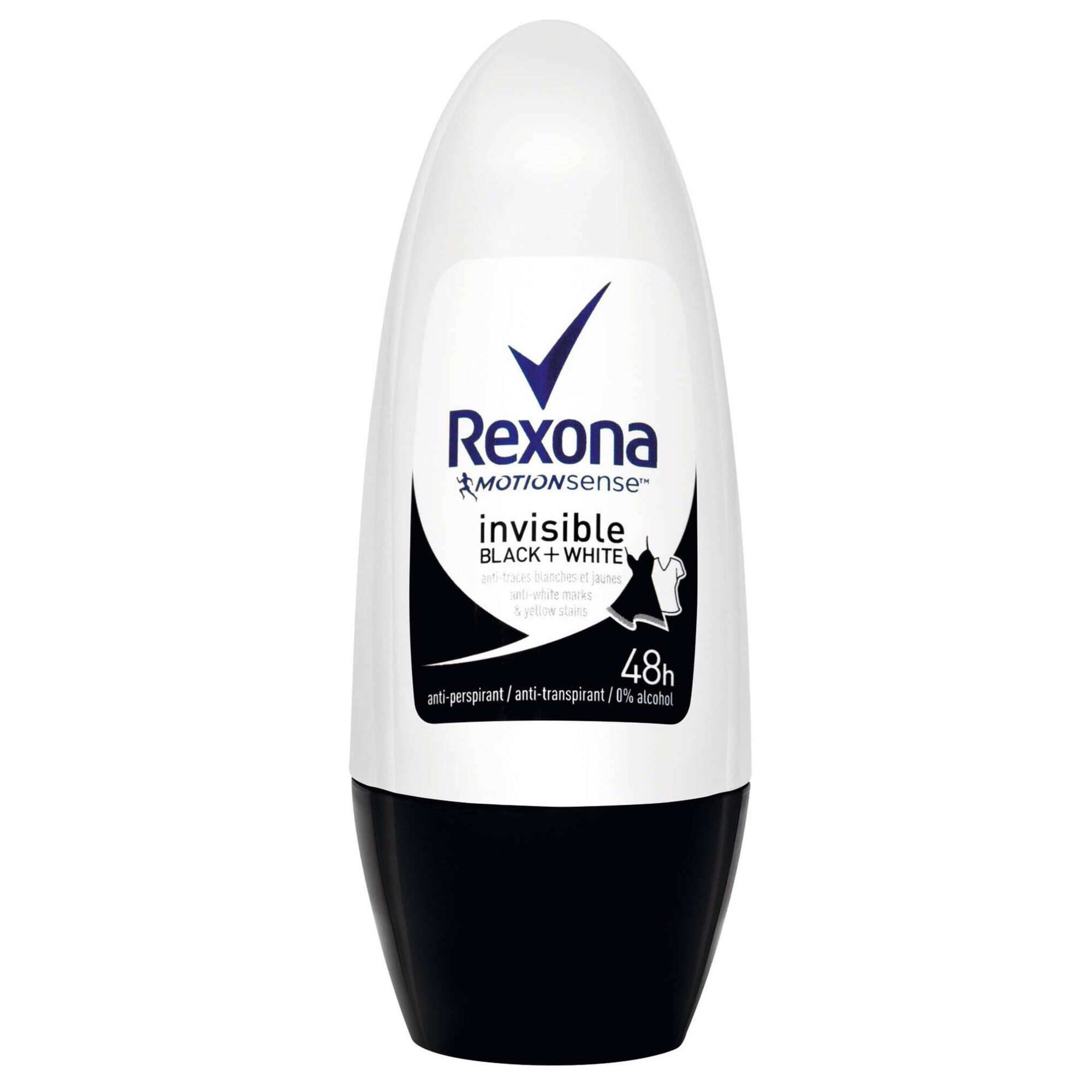 Desodorizante Roll On Invisible Black & White Clothes - emb. 50 ml - Rexona