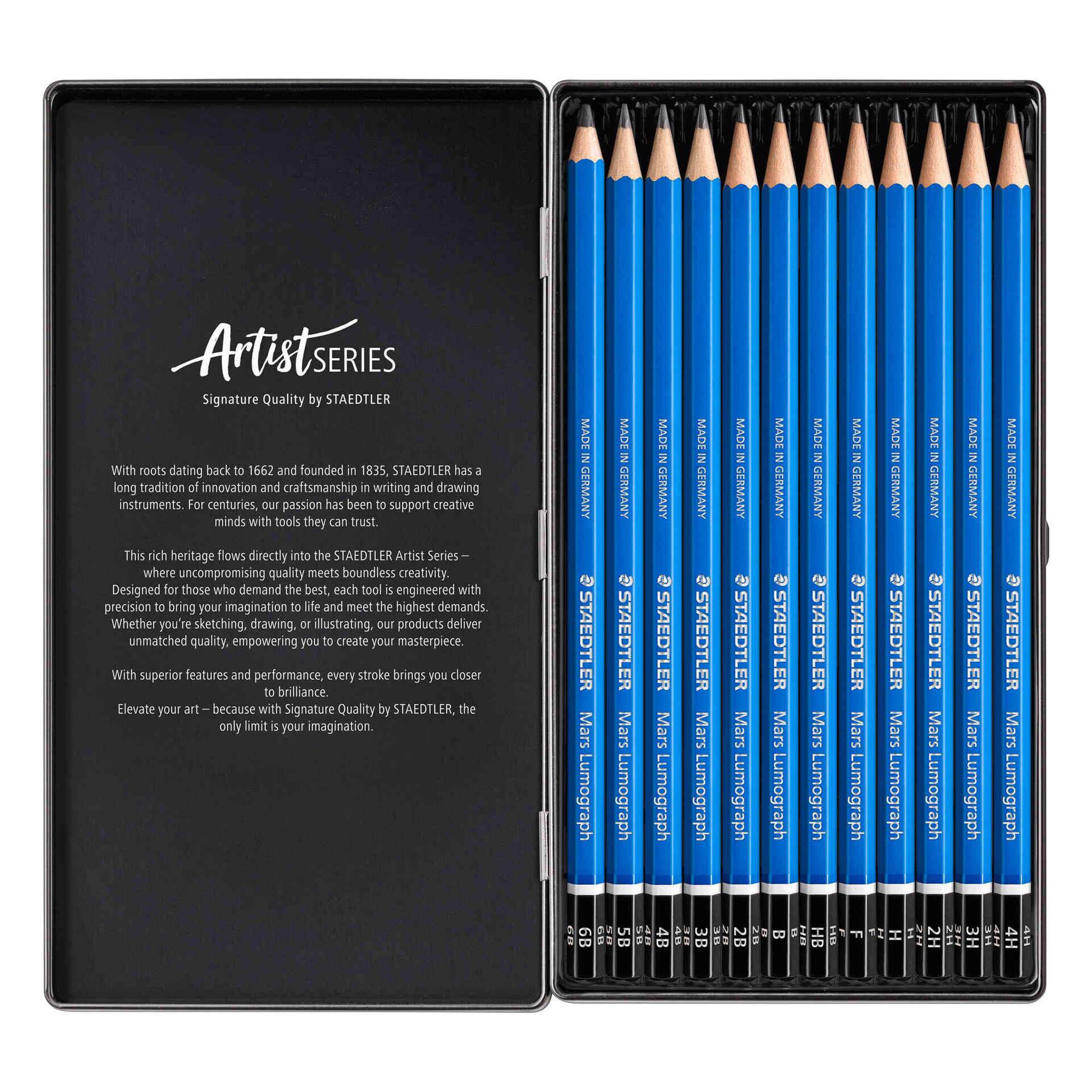 L&aacute;pis de Desenho Mars Lumograph 12 Grada&ccedil;&otilde;es Staedtler