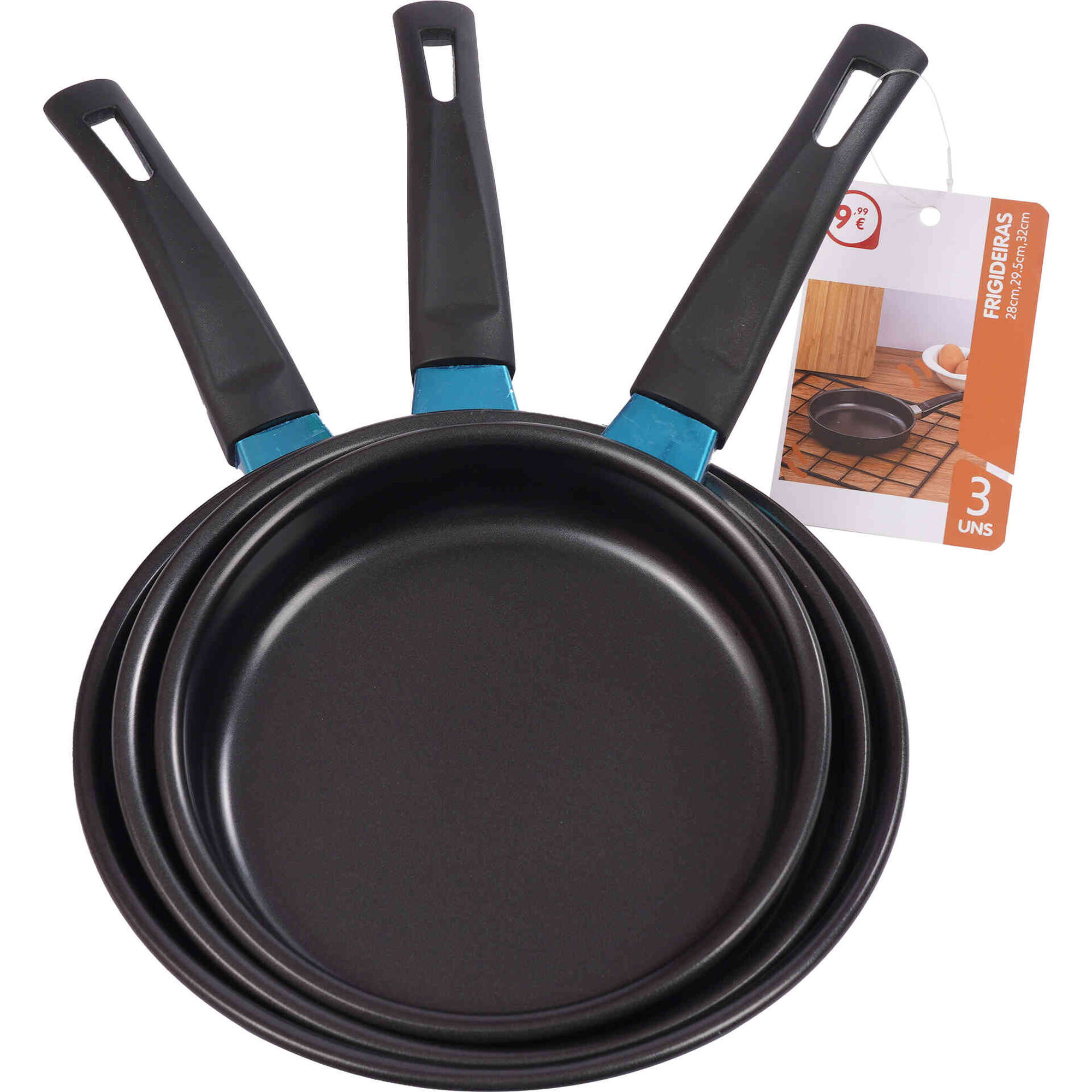 Conjunto 3 Frigideiras Pretas 28, 29,5 e 32cm Bazar&atilde;o