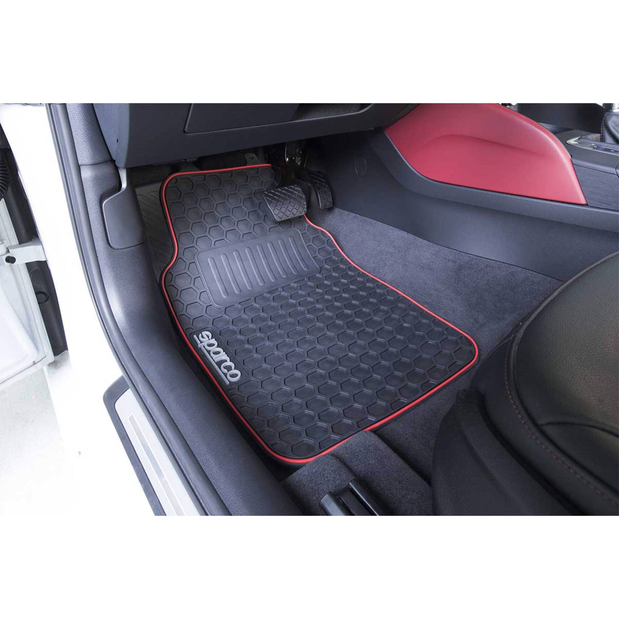 Conjunto 4 Tapetes Borracha Preto/Vermelho Conjunto 4 Tapetes Borracha Preto/Vermelho