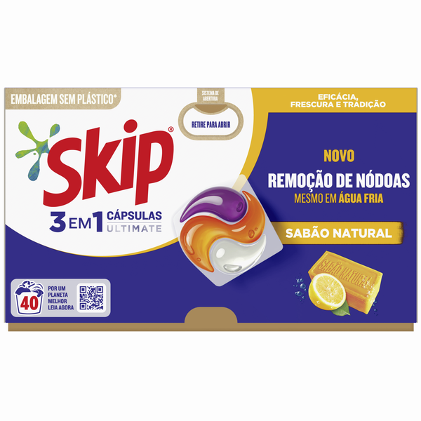 Detergente Máquina Roupa Cápsulas Ultimate Sabão Natural Skip