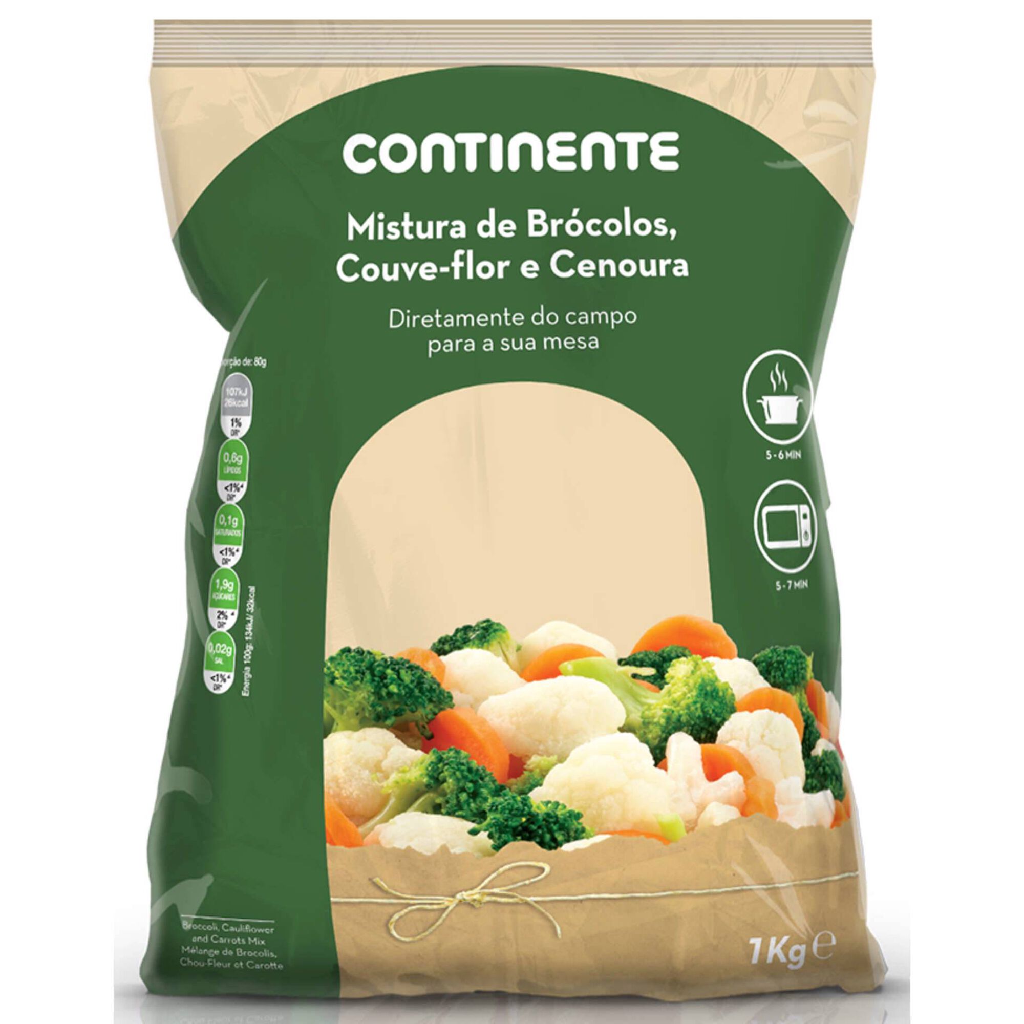 Mistura de Brócolos, Couve-flor e Cenoura