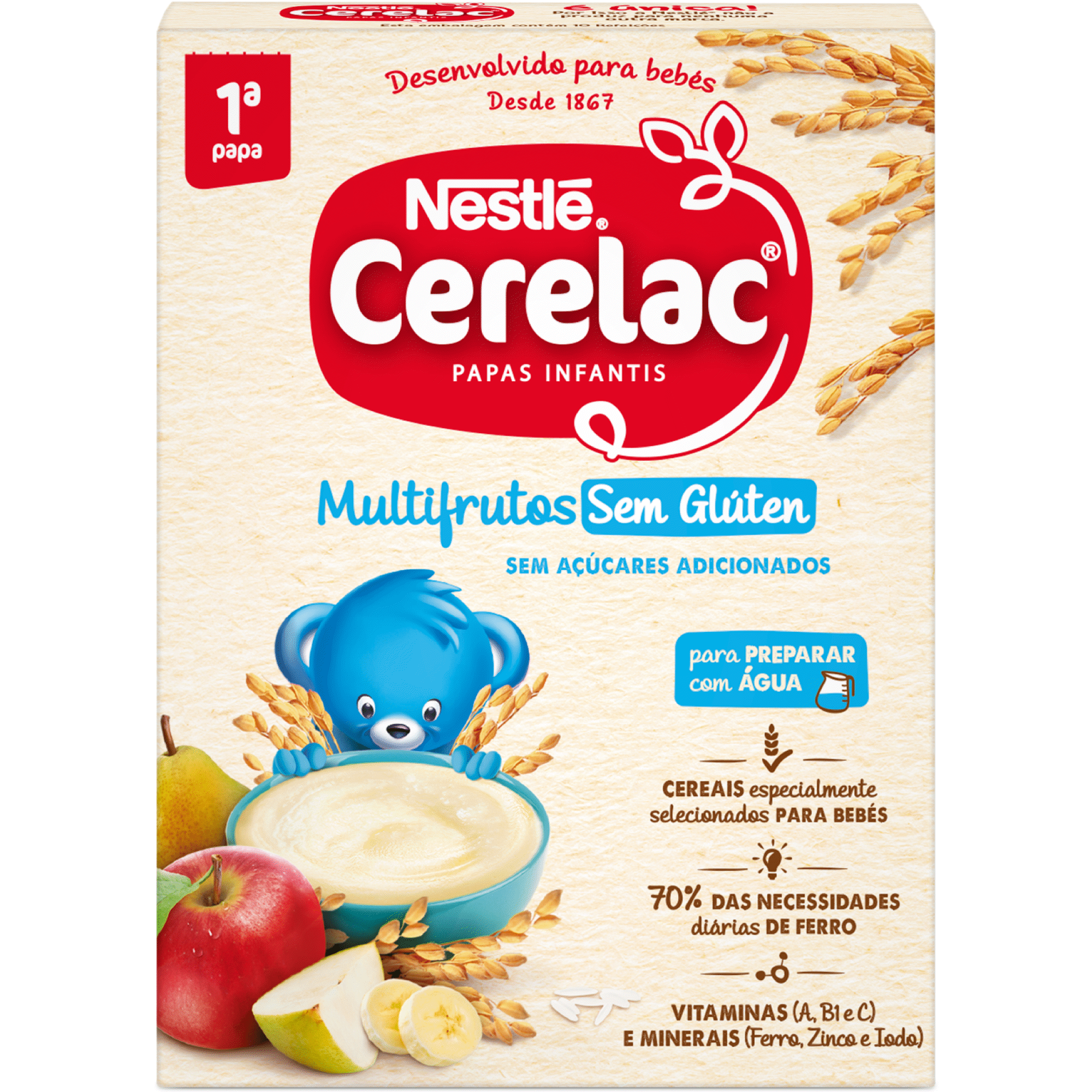 Papa Infantil Láctea Multifrutos 1ª Papa +6M sem Glúten