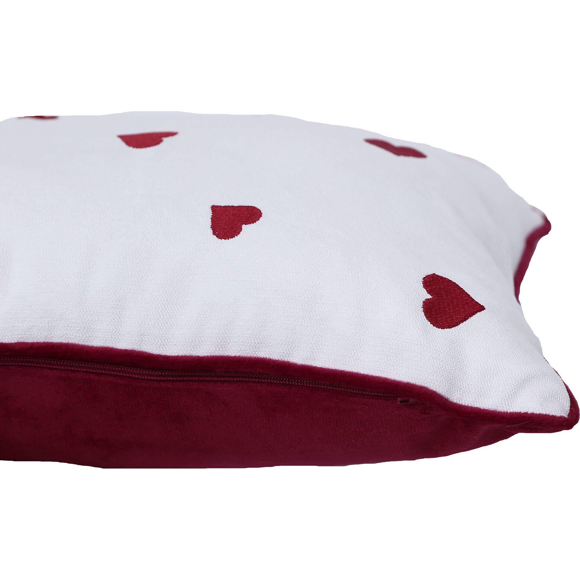 Almofada 30x50cm Branca com Cora&ccedil;&otilde;es Kasa