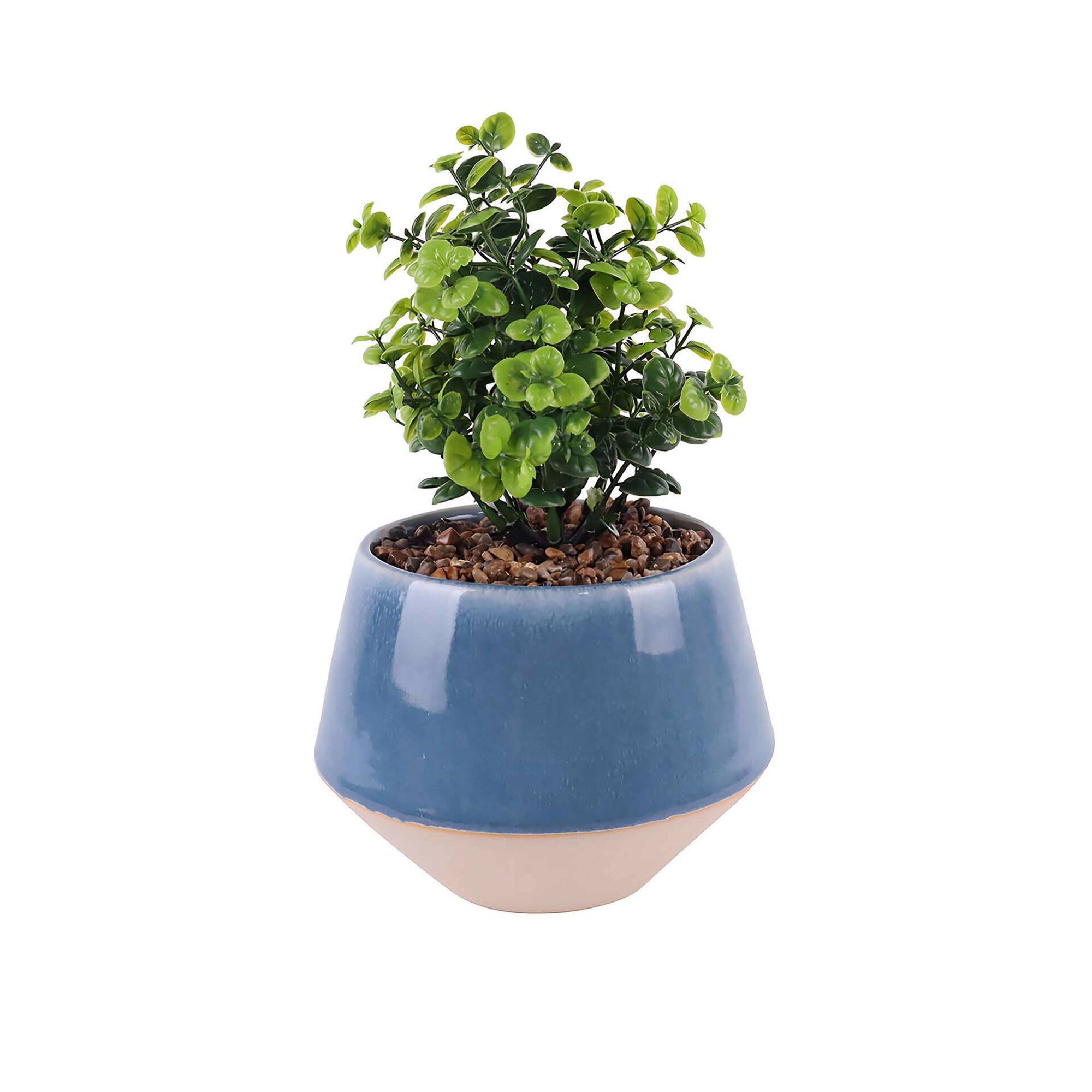 Planta Artificial com Vaso Azul