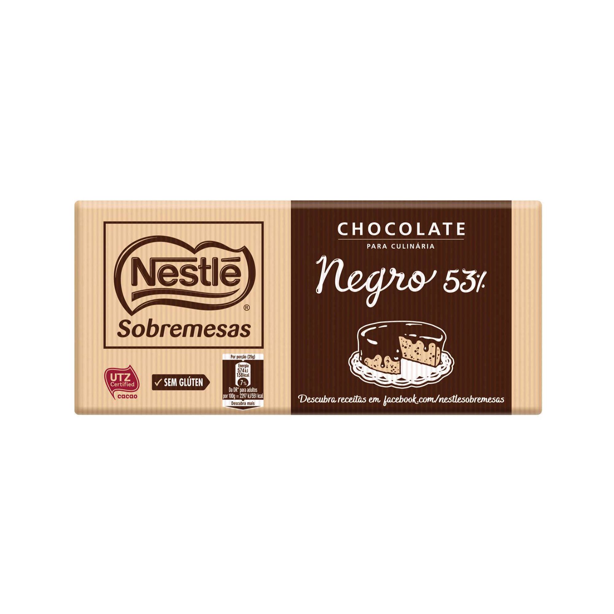 Tablete de Chocolate Culin&aacute;ria 53% sem Gl&uacute;ten Nestl&eacute; Sobremesas