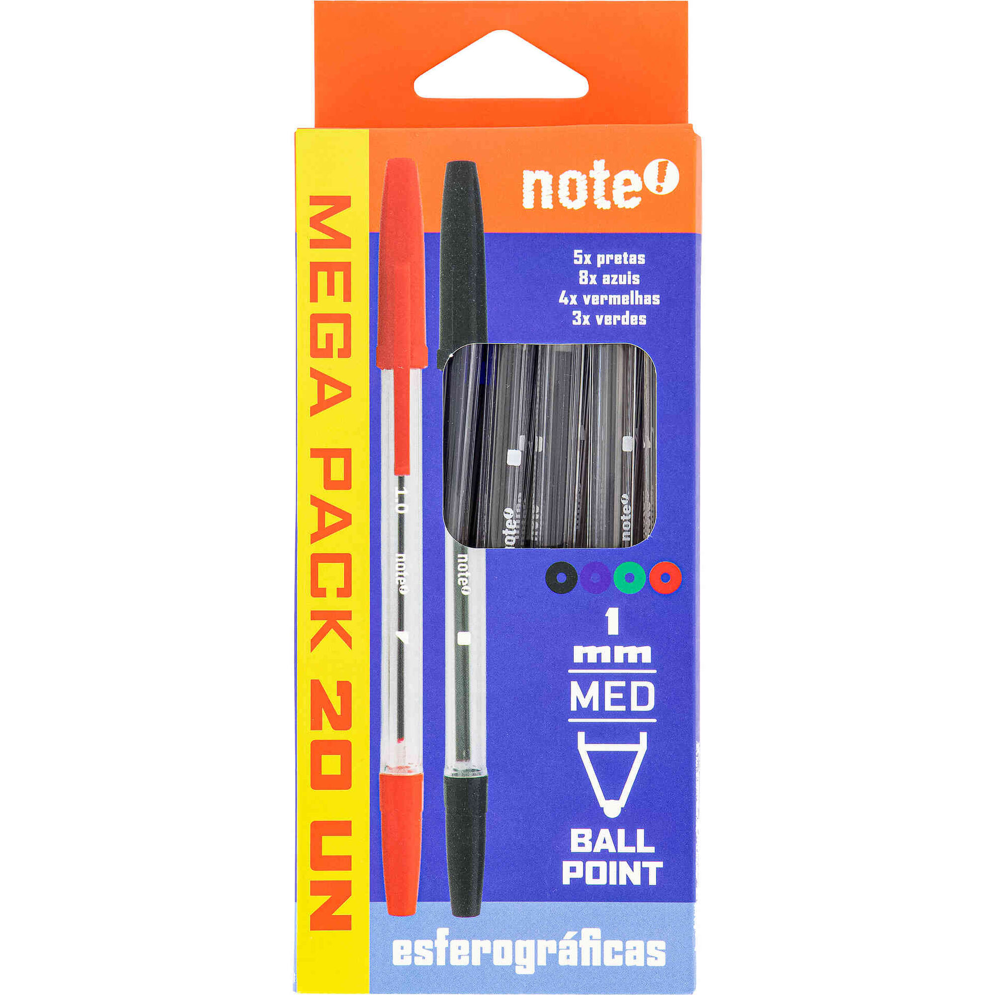 Conjunto 20 Esferogr&aacute;ficas Ball Point 1mm Note!