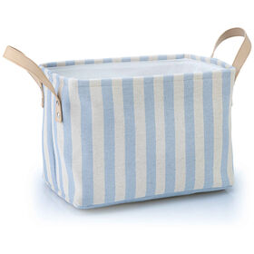 Cesto Retangular Tecido Riscas Azuis 30x20x20cm Kasa