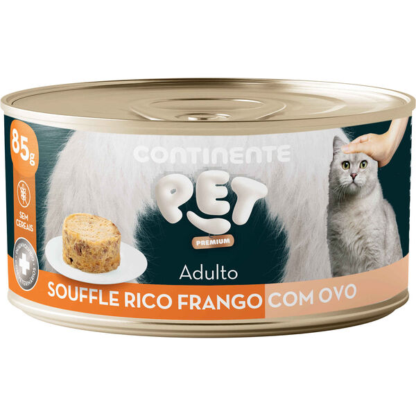 Comida Húmida para Gato Adulto Soufflé Frango com Ovo Continente Pet Premium