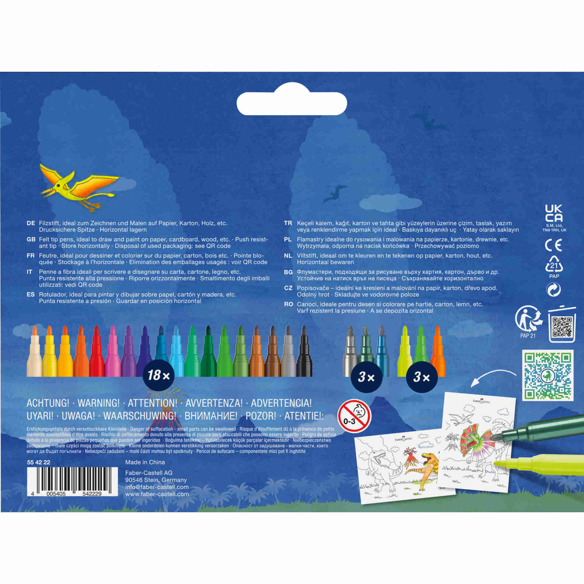 Marcadores de Colorir Dinossauro Faber-Castell