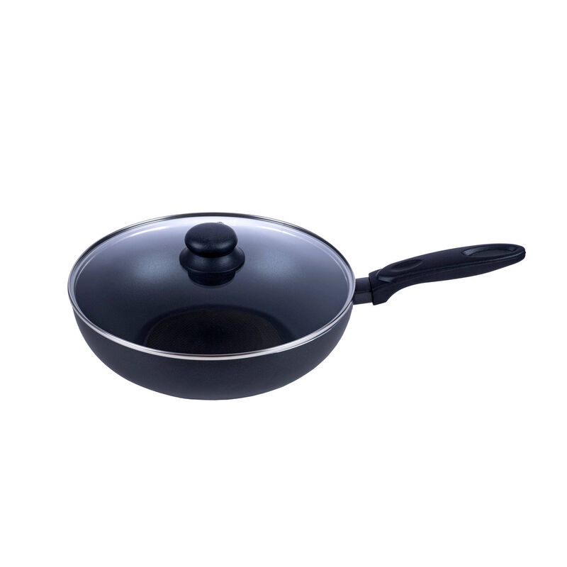 Wok com Tampa Antiaderente Alumínio 28cm Leve Kasa