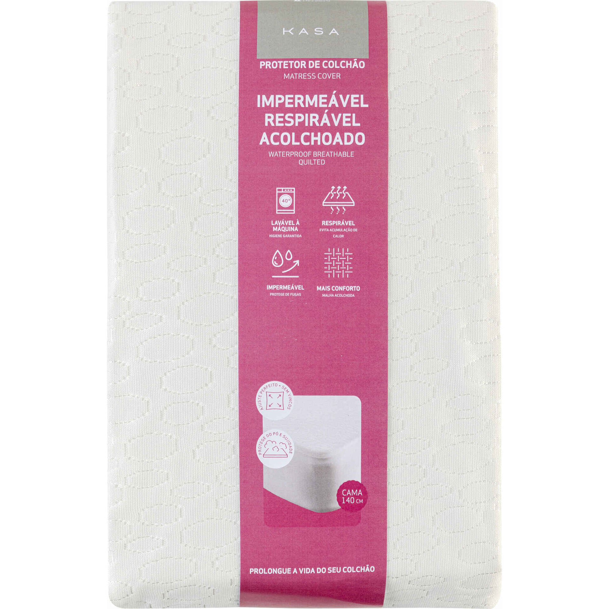 Protetor de Colch&atilde;o Imperme&aacute;vel e Respir&aacute;vel Acolchoado 90x200cm Kasa