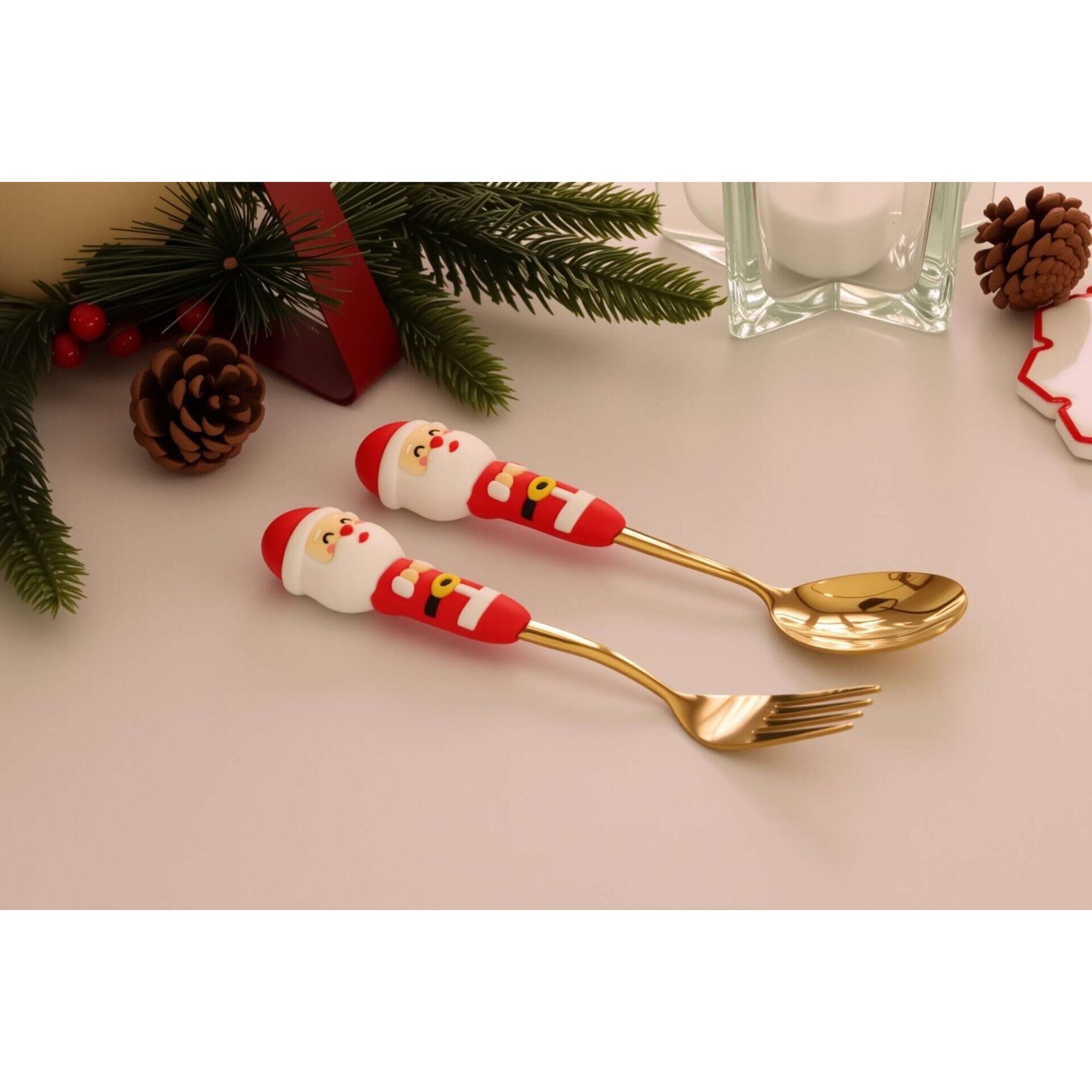 Conjunto 2 Talheres Pai Natal