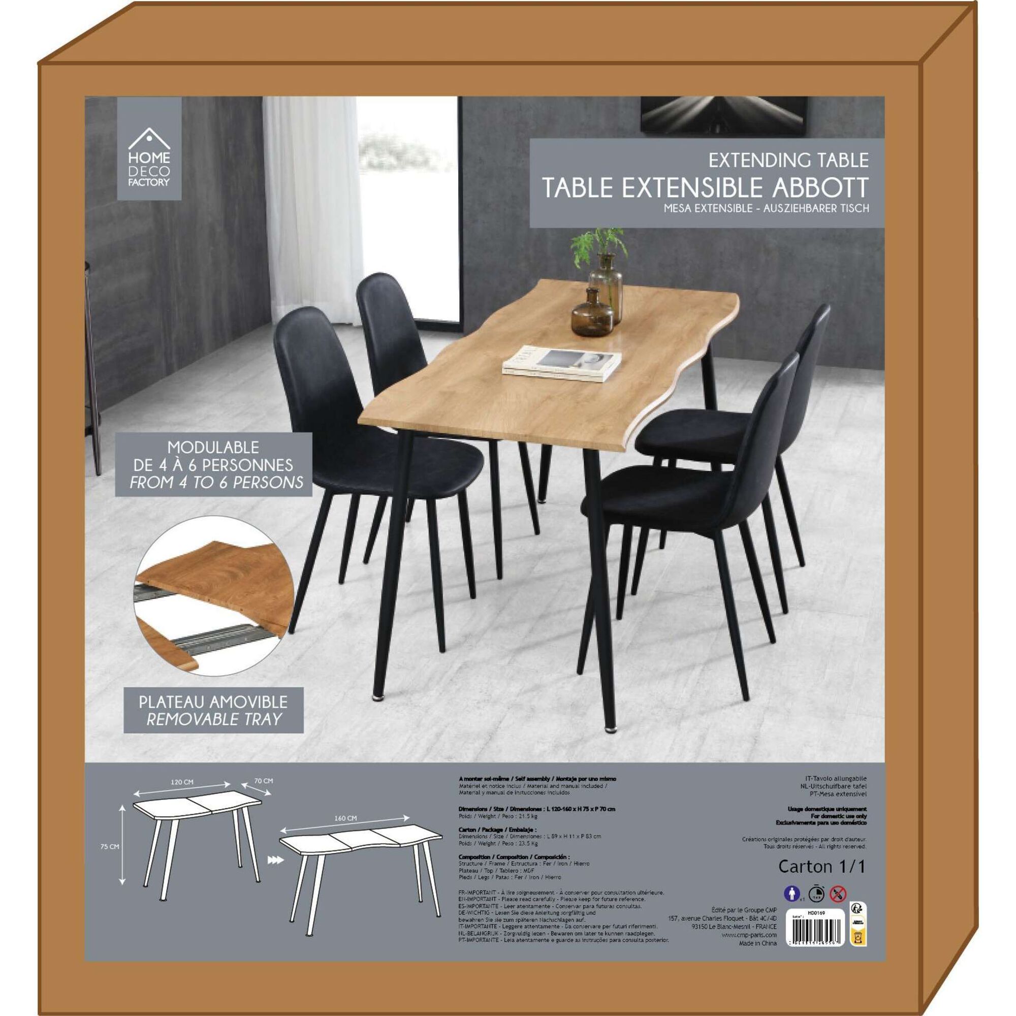 Mesa de Jantar Extens&iacute;vel Abbott