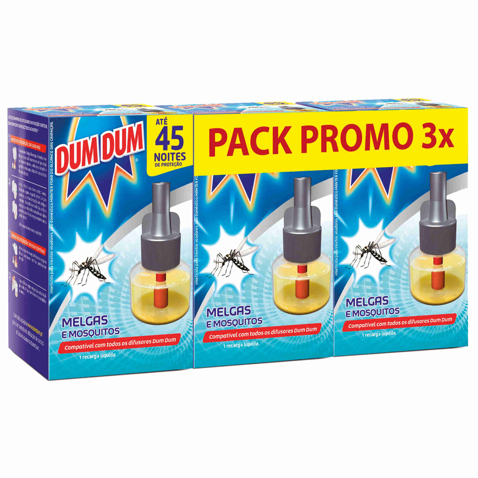 Inseticida Elétrico Recarga Melgas e Mosquitos Pack Triplo