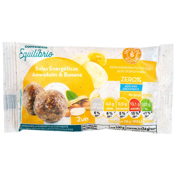 Bolas Energéticas de Amendoim e Banana Continente Equilíbrio