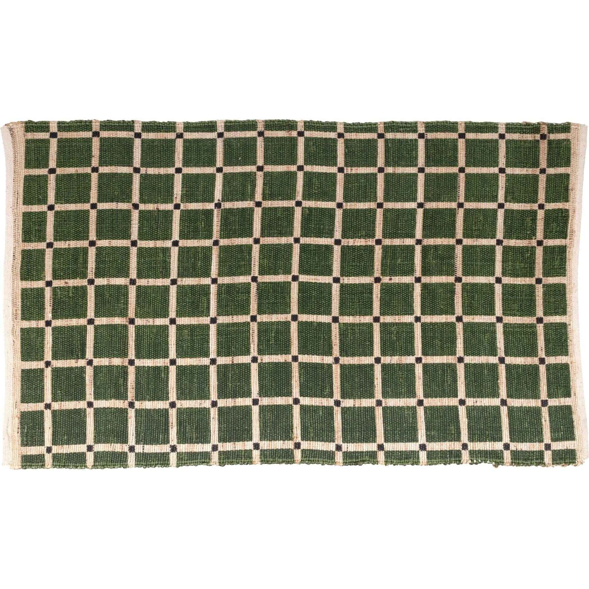 Tapete Juta Quadrados Verde