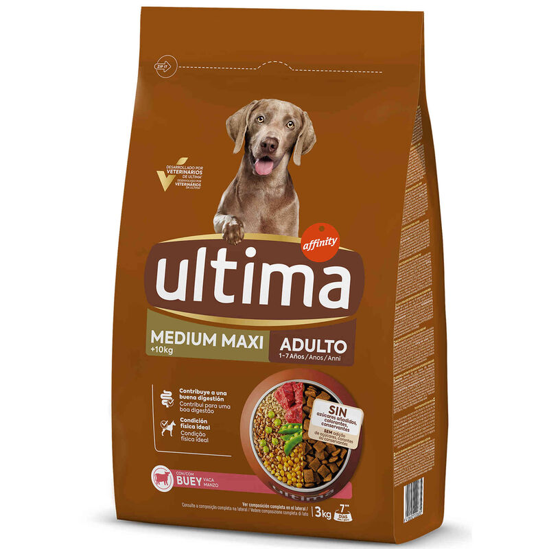 Ração para Cão Adulto Médio e Maxi Vaca e Arroz Affinity Ultima