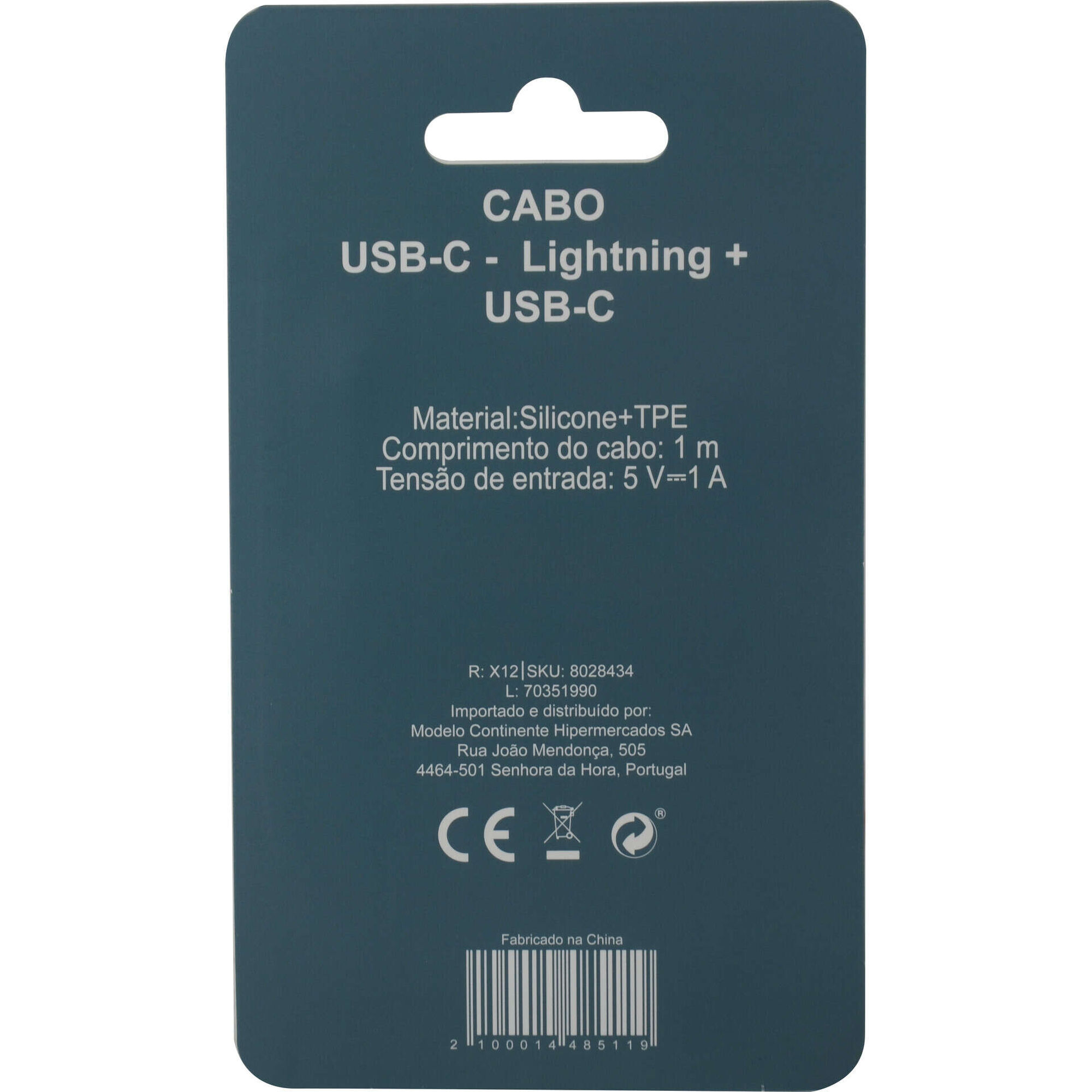 Cabo de Carregamento USB-C Fusion Azul Bazar&atilde;o