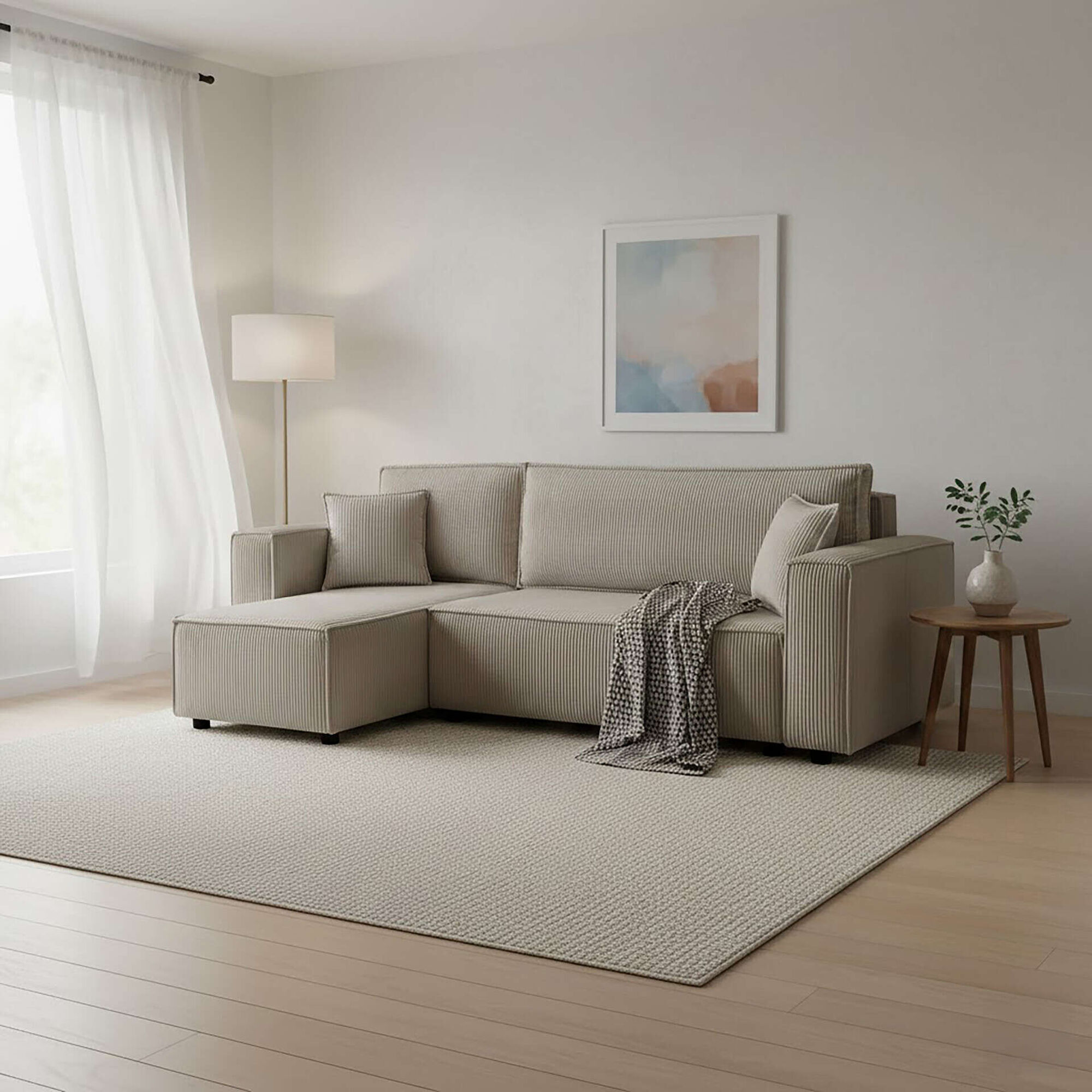 Sof&aacute; Cama 3 Lugares Chaise Longue Scott Kasa