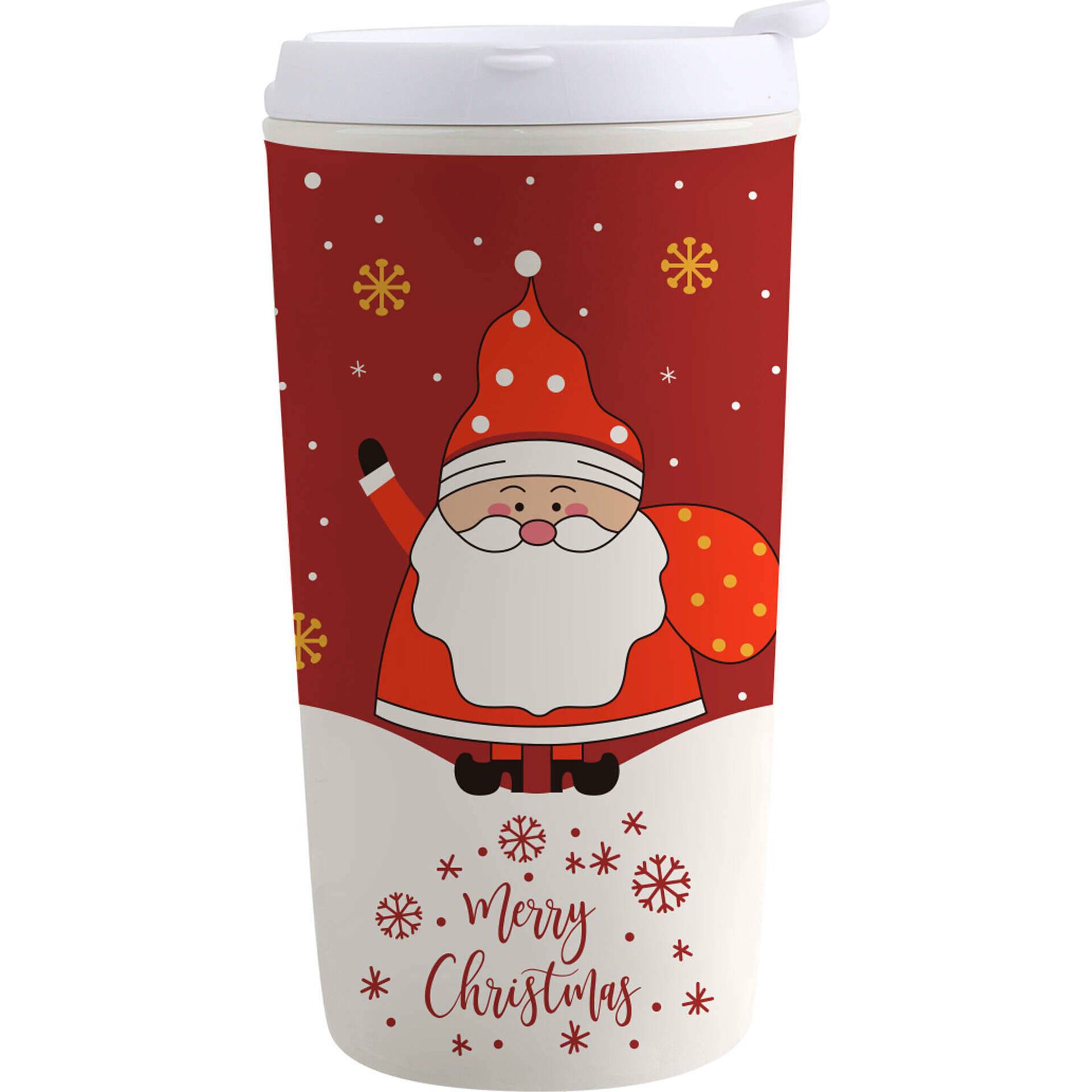 Copo com Tampa Silicone Pai Natal