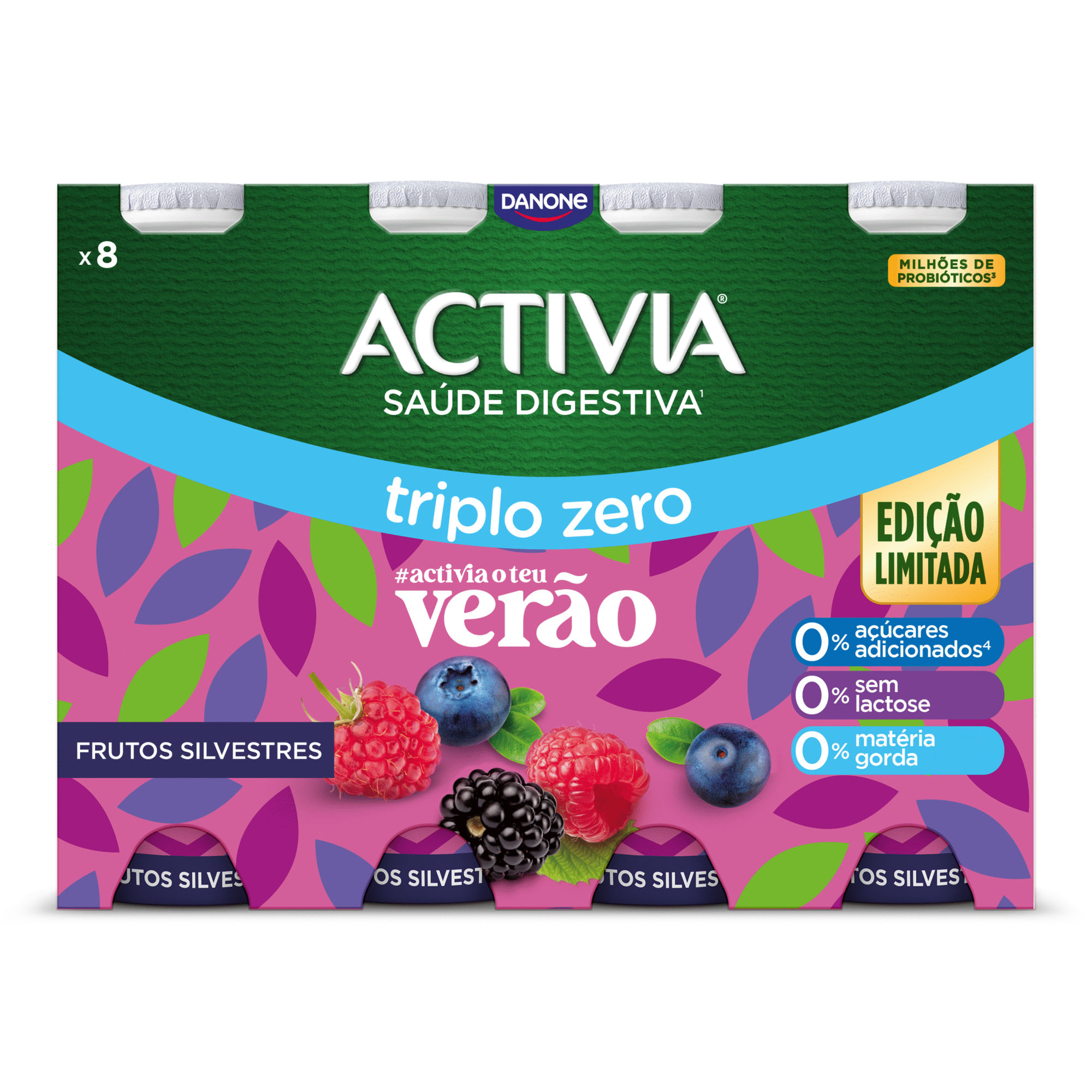 Iogurte L&iacute;quido Bifidus Triplo 0% Frutos Silvestres sem Lactose Activia Danone