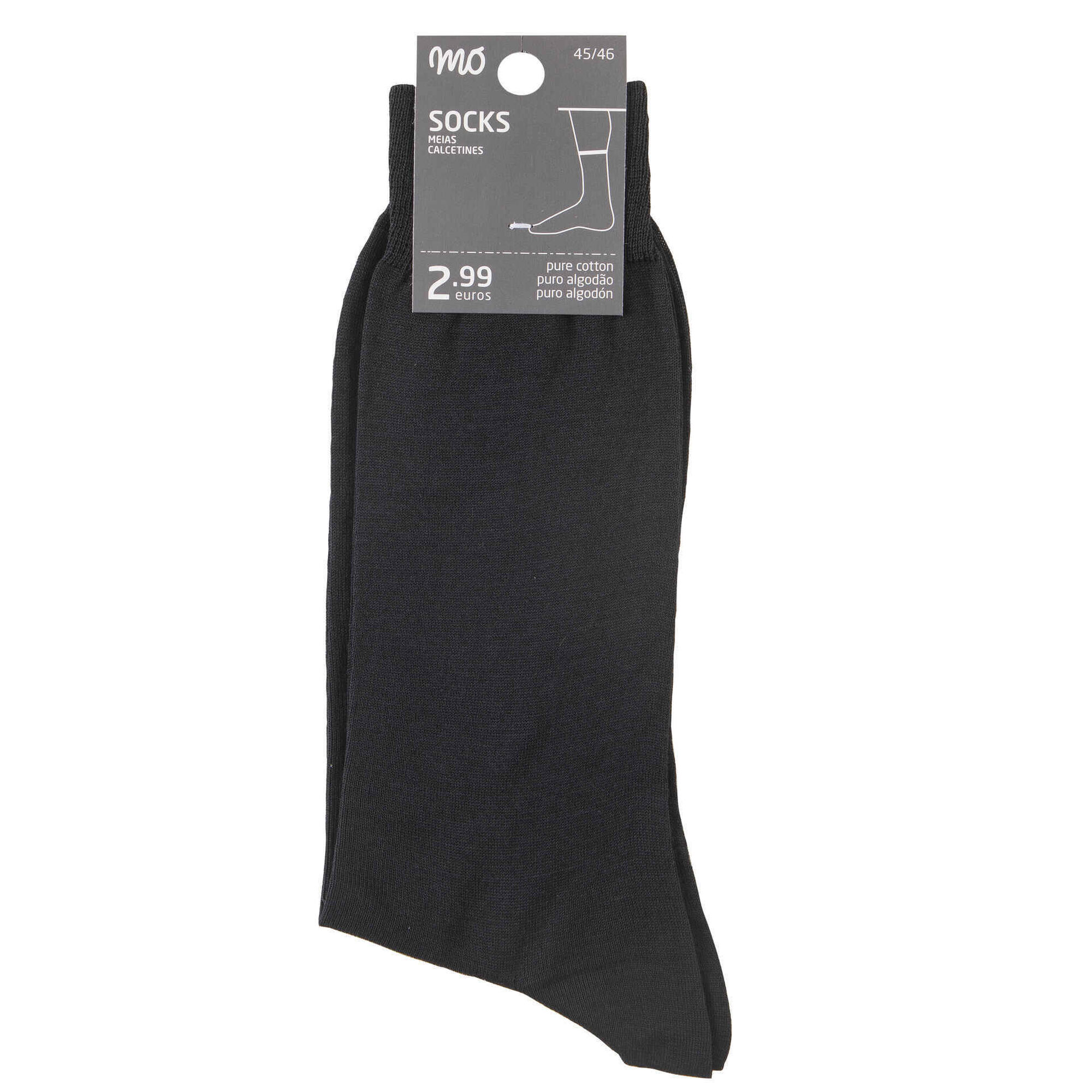 Meias Algod&atilde;o Preto Antracite Adulto