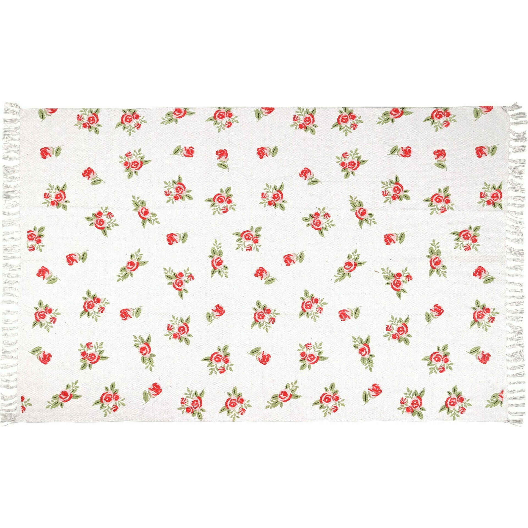 Tapete 120x180cm Cru com Flores Rosa Tapete 120x180cm Cru com Flores Rosa