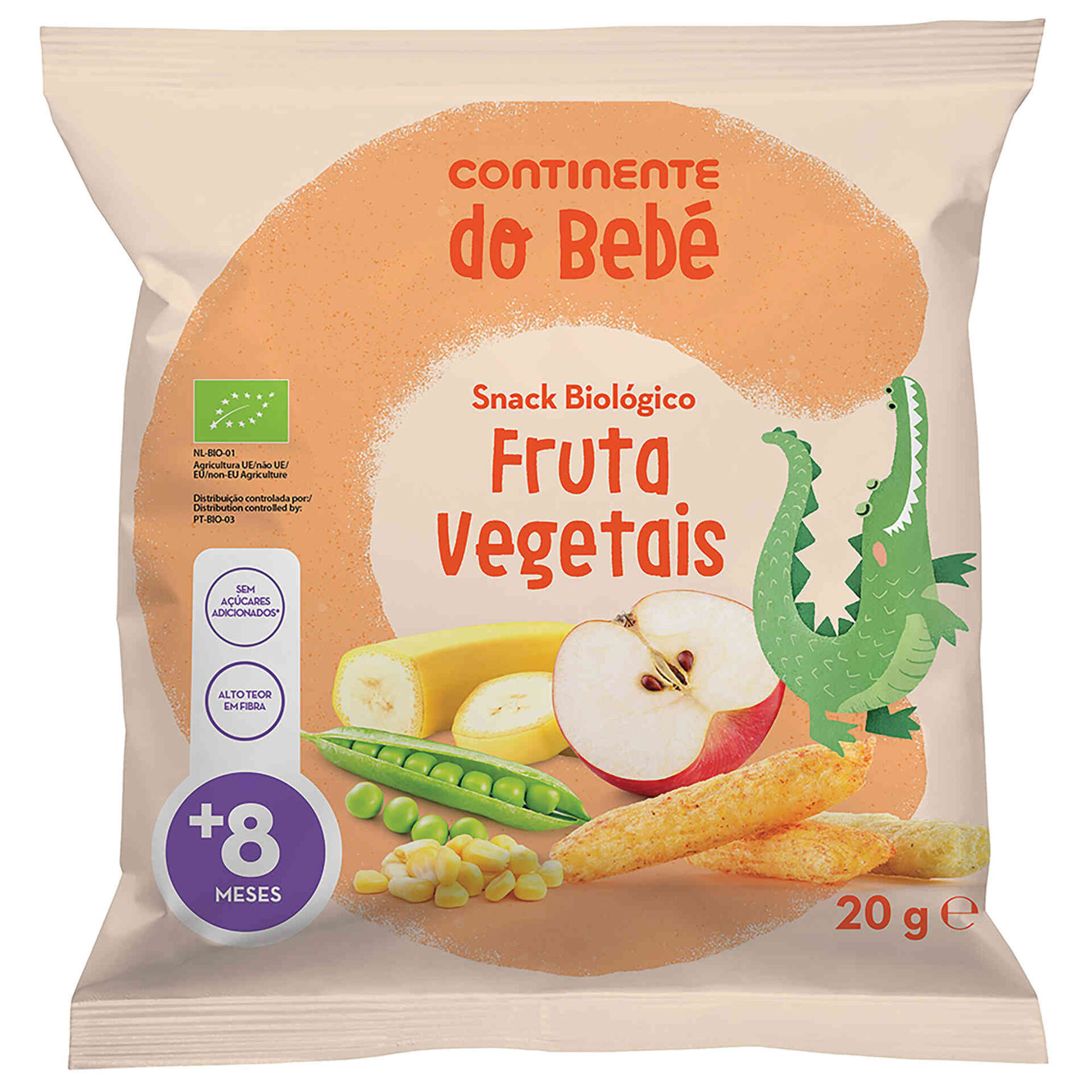 Snack para Bebé Fruta e Vegetais +8M - emb. 20 gr - Continente do Bebé