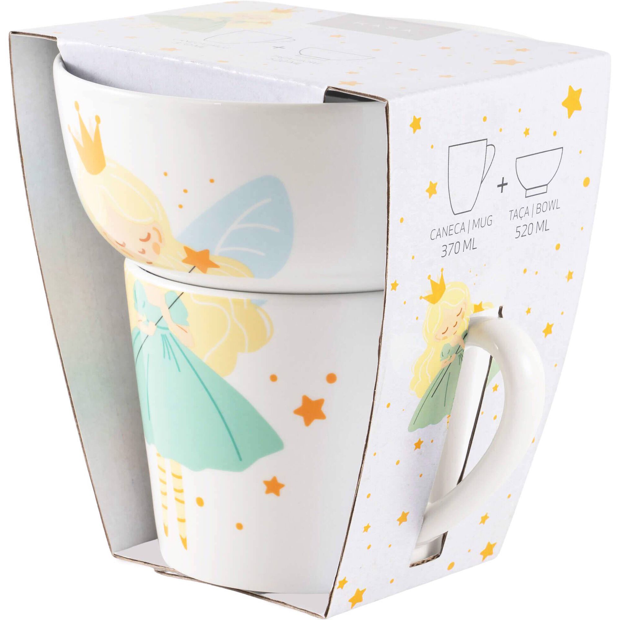 Conjunto Caneca e Ta&ccedil;a Fada com Vestido Verde Kasa