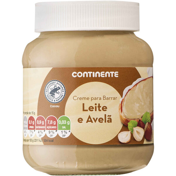 Creme Duo para Barrar Leite e Avelã Continente