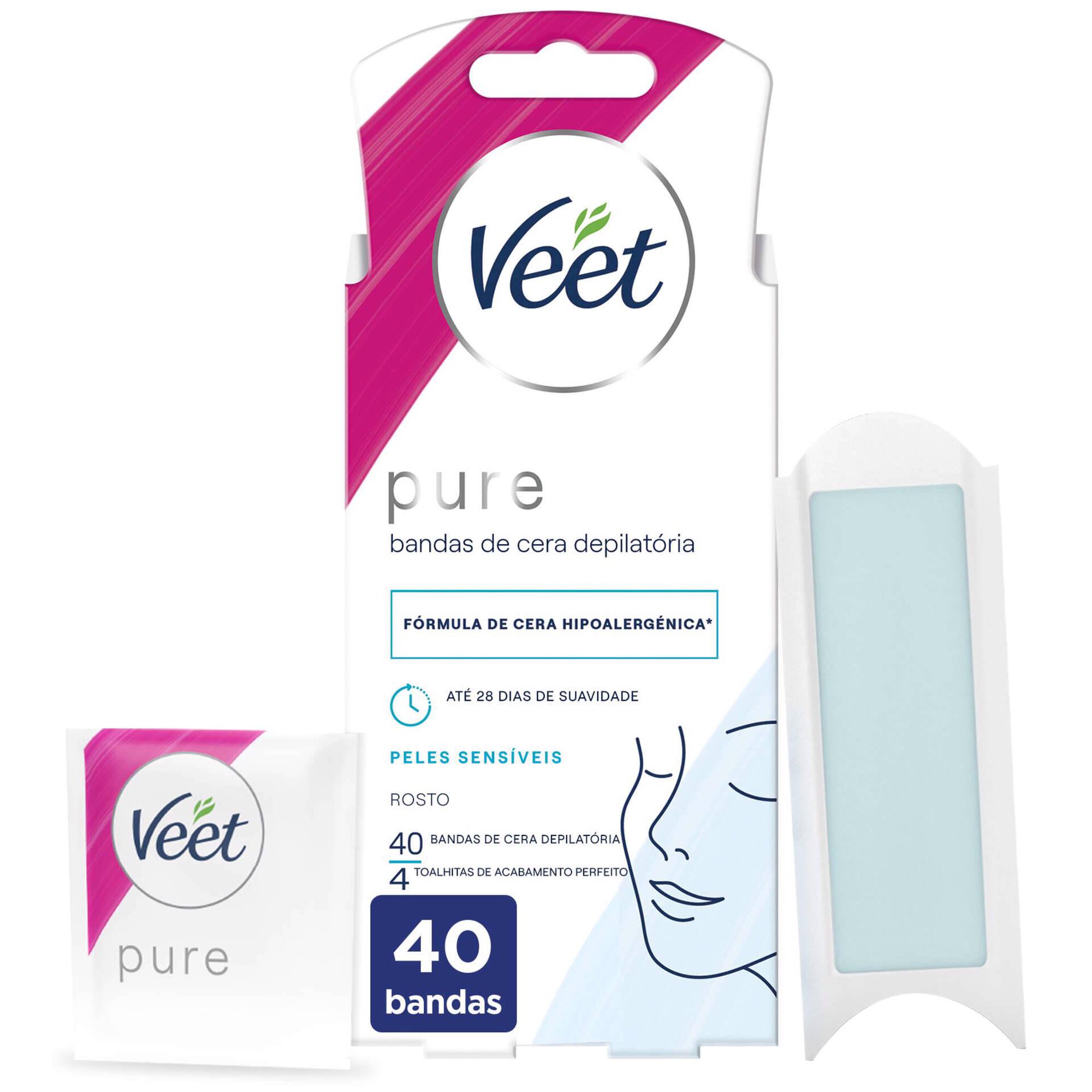 Bandas Depilatórias Cera Fria Pure Faciais Pele Sensível