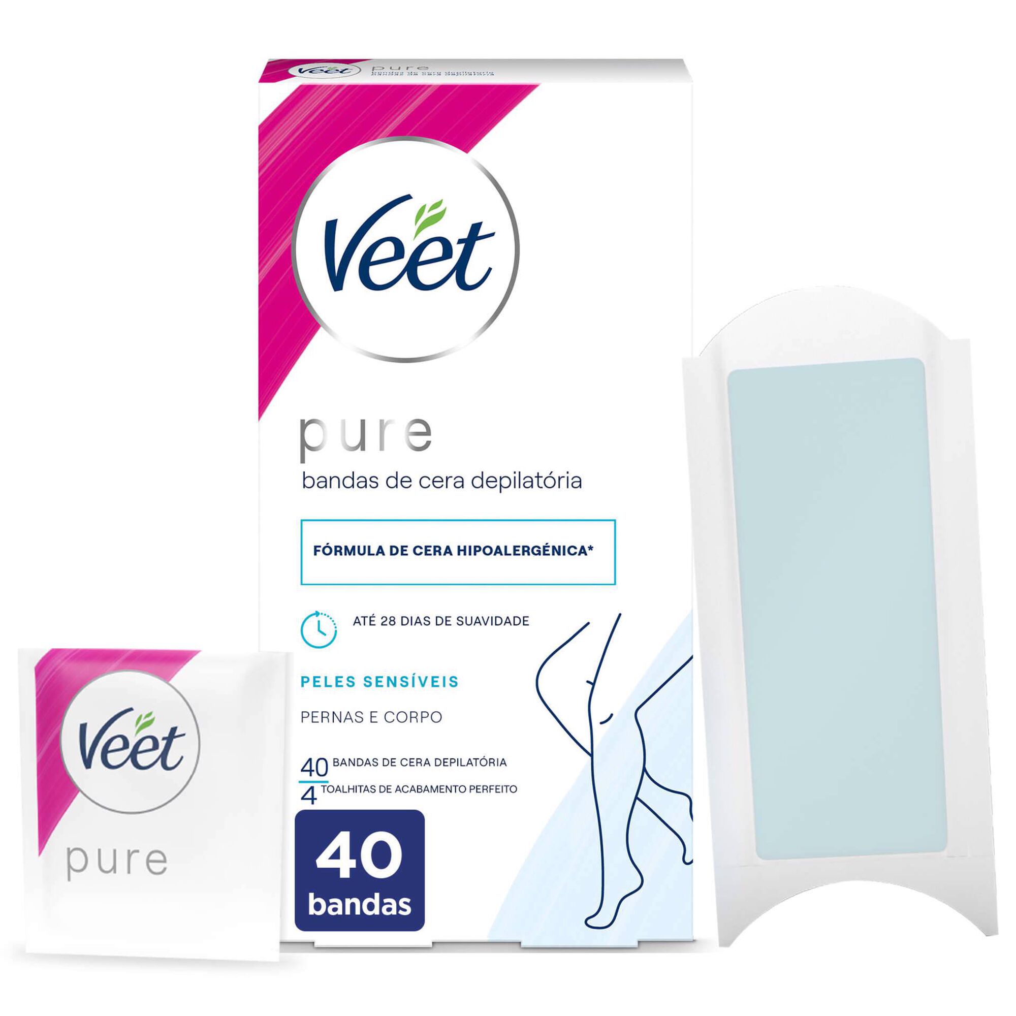 Bandas Depilatórias Cera Fria Pure Corpo Pele Sensível