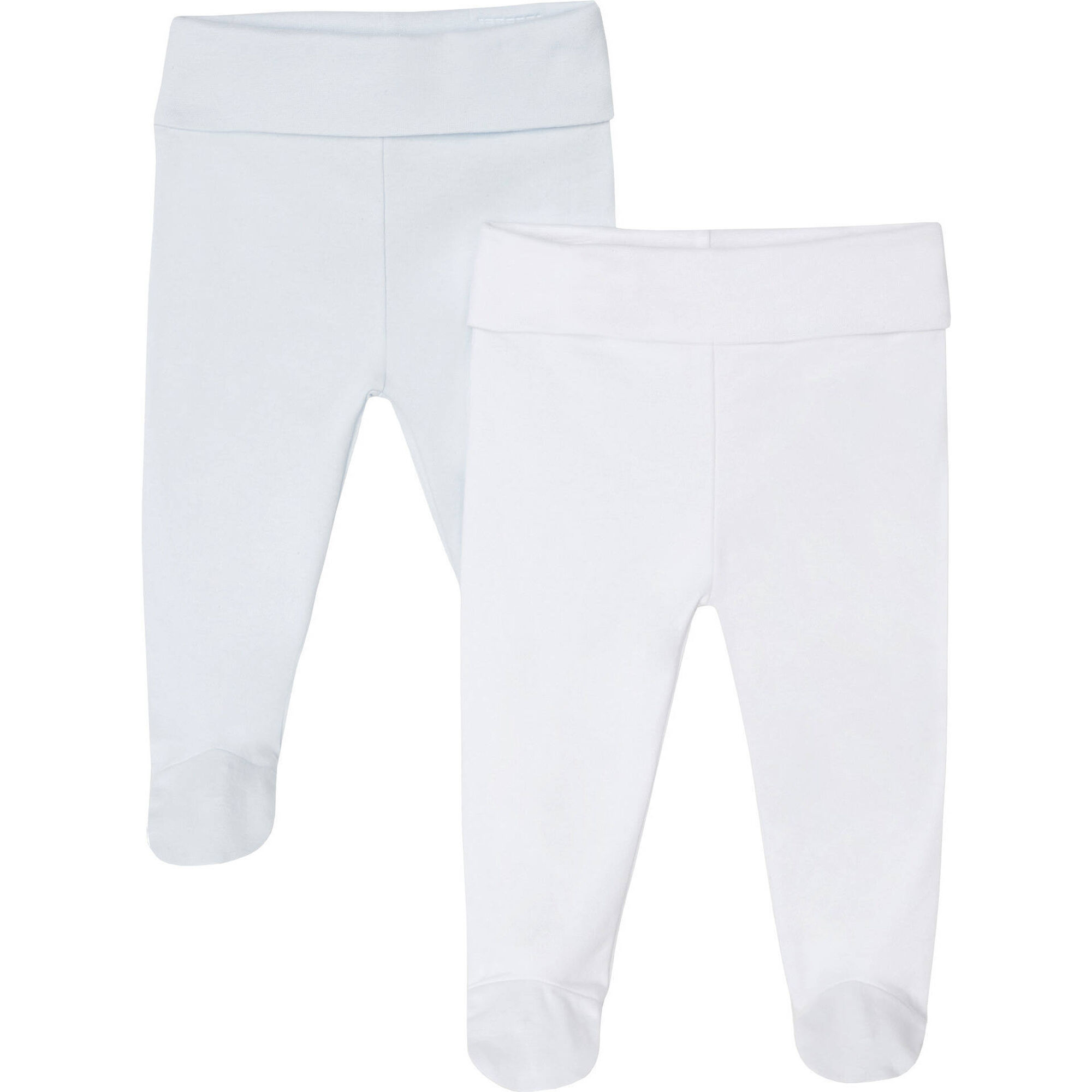 Conjunto 2 Calças Lisas Bebé Branco e Azul