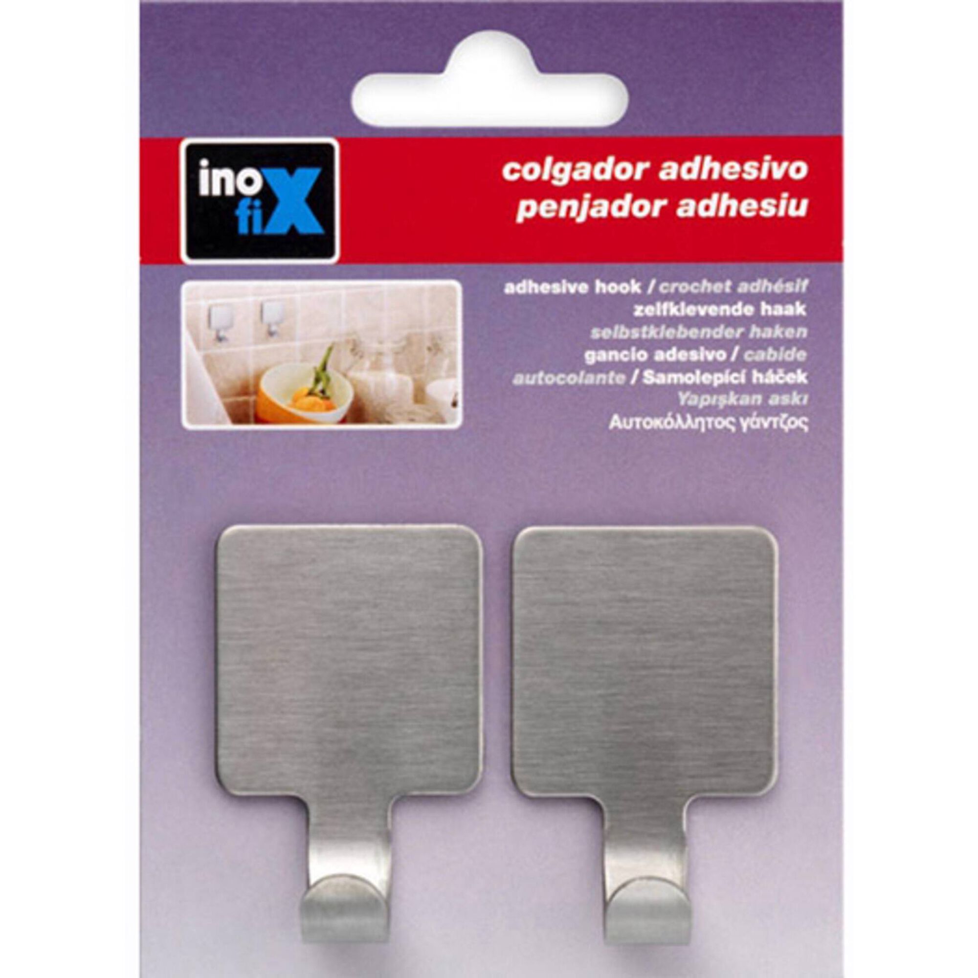 Ganchos Adesivos Quadrangulares A&ccedil;o Inoxid&aacute;vel Inofix
