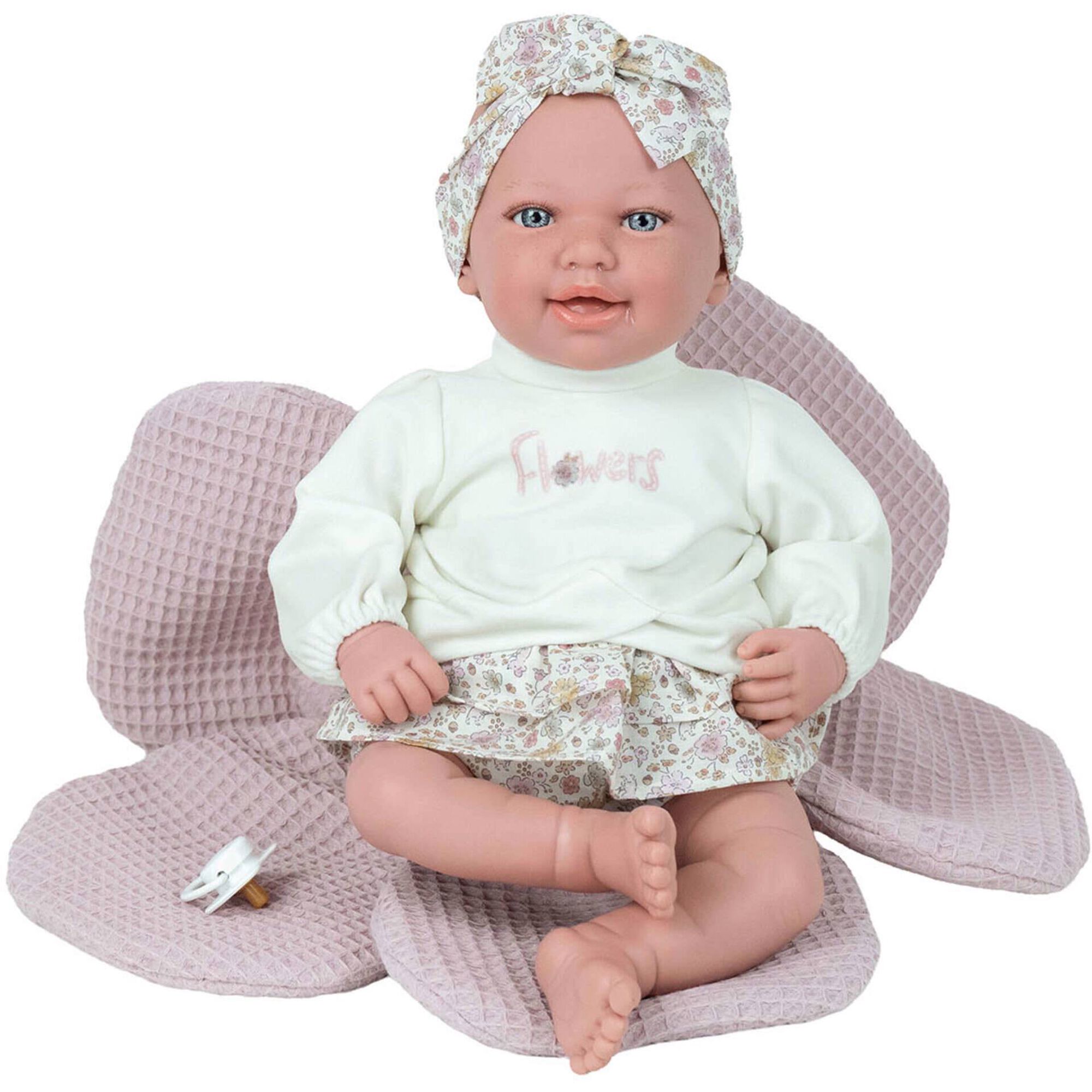 Reborn - Beb&eacute; Elegance Adi Rosa com Manta Flor