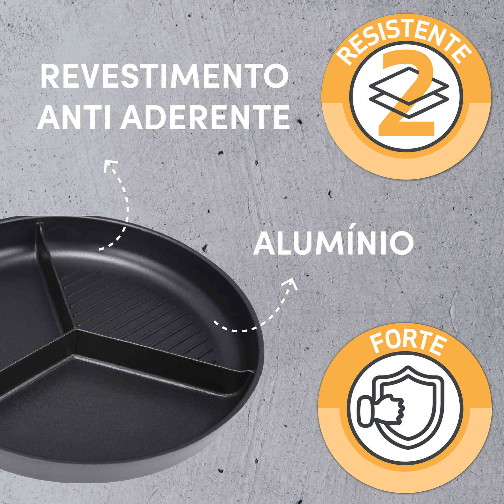 Frigideira Alumínio 35cm com 3 Divisórias