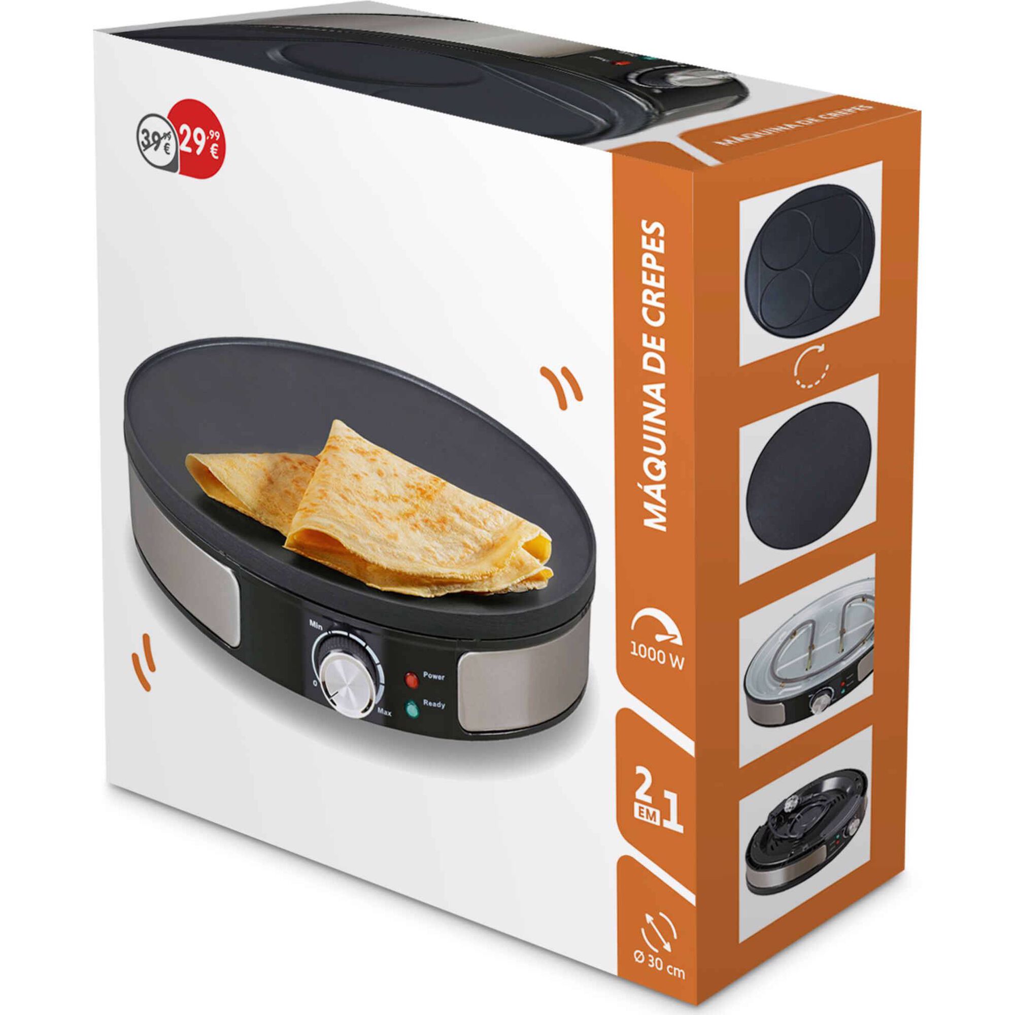 M&aacute;quina de Crepes 2 em 1 Placa Antiaderente Revers&iacute;vel Bazar&atilde;o