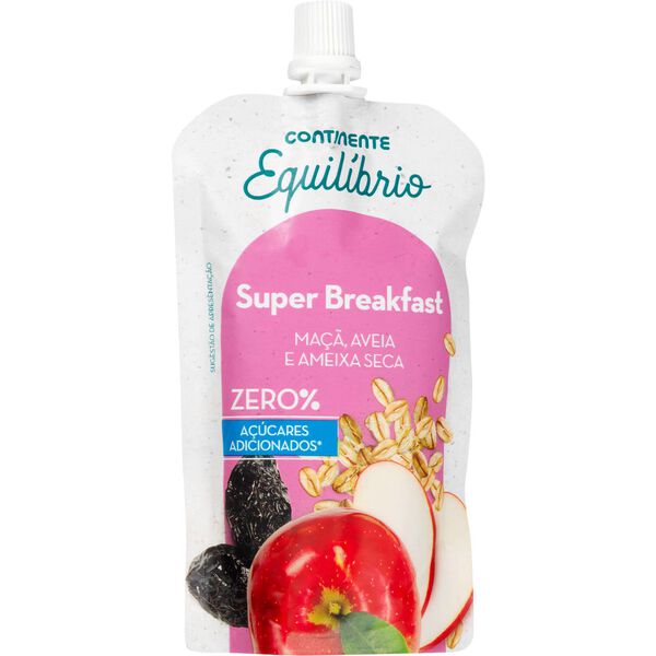 Saqueta de Maçã, Aveia e Ameixa Seca Super Breakfast sem Adição de Açúcar Continente Equilíbrio