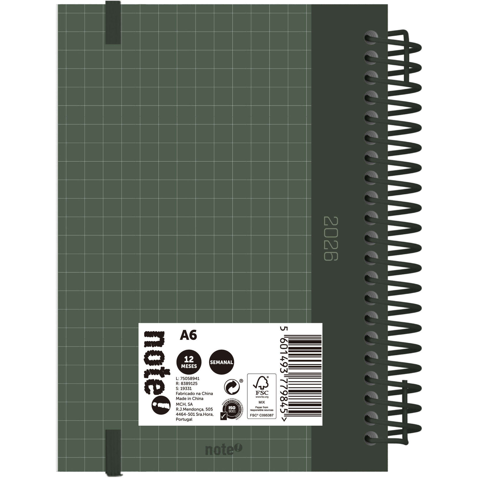 Agenda A6 2026 Espiral 12 Meses (várias cores)