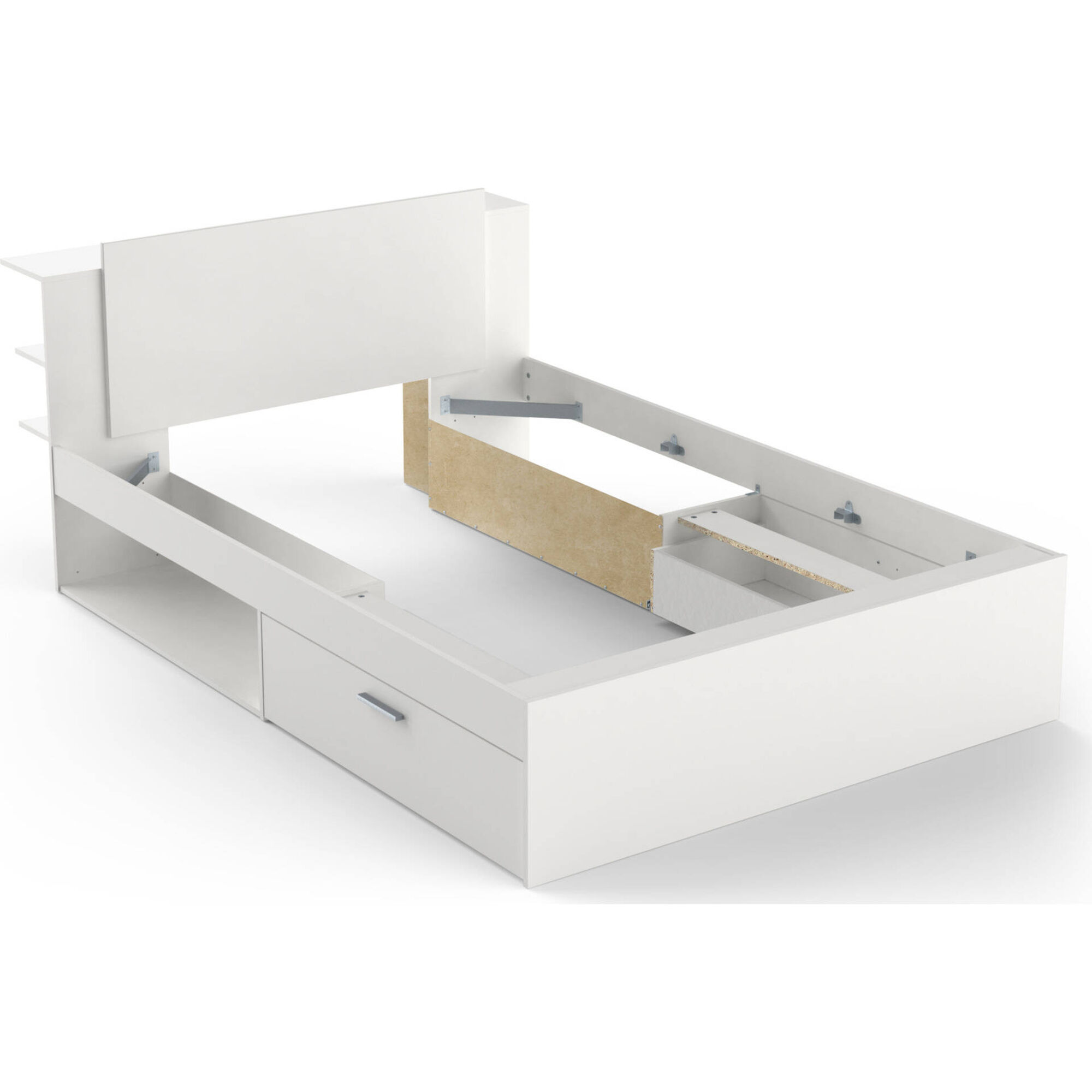 Cama Casal com 2 Gavetas 145x227x88cm Branca Life