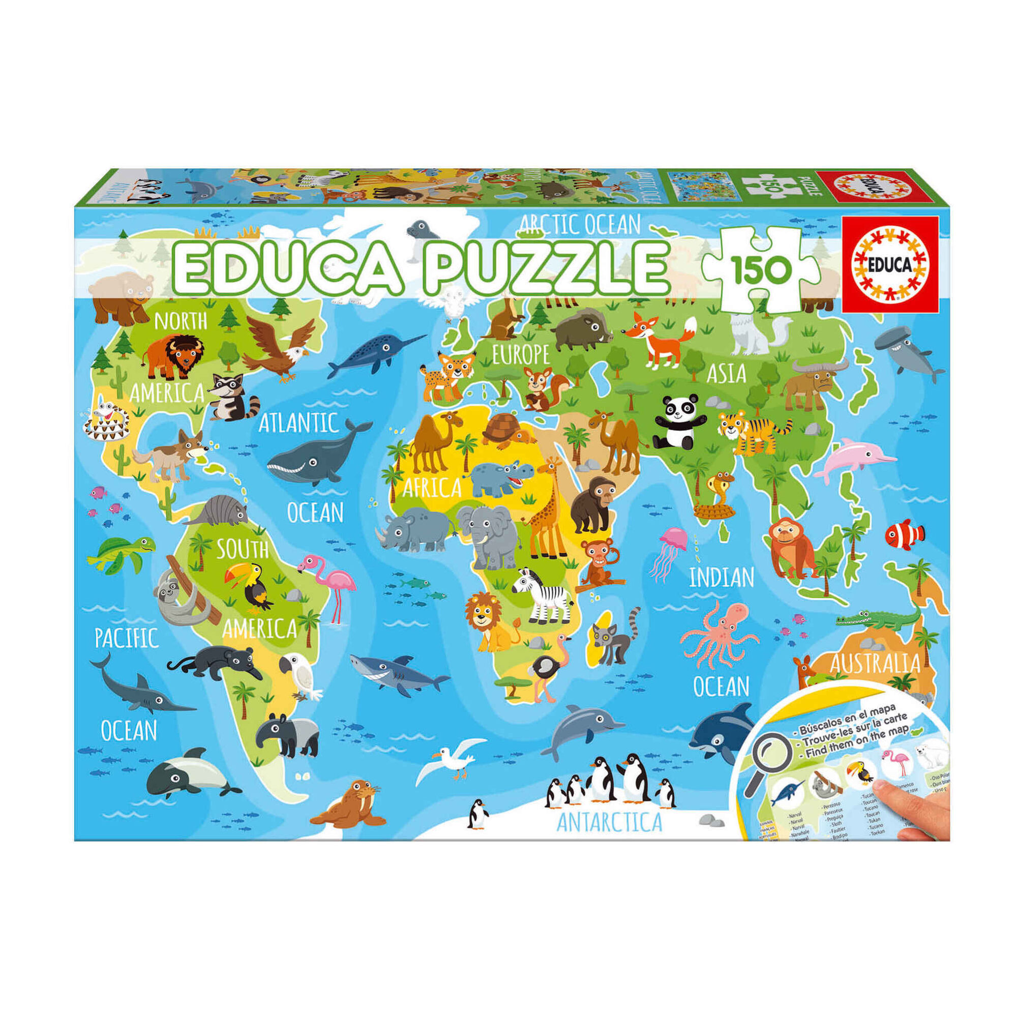 Puzzle Mapa Mundo Animais 150 Peças