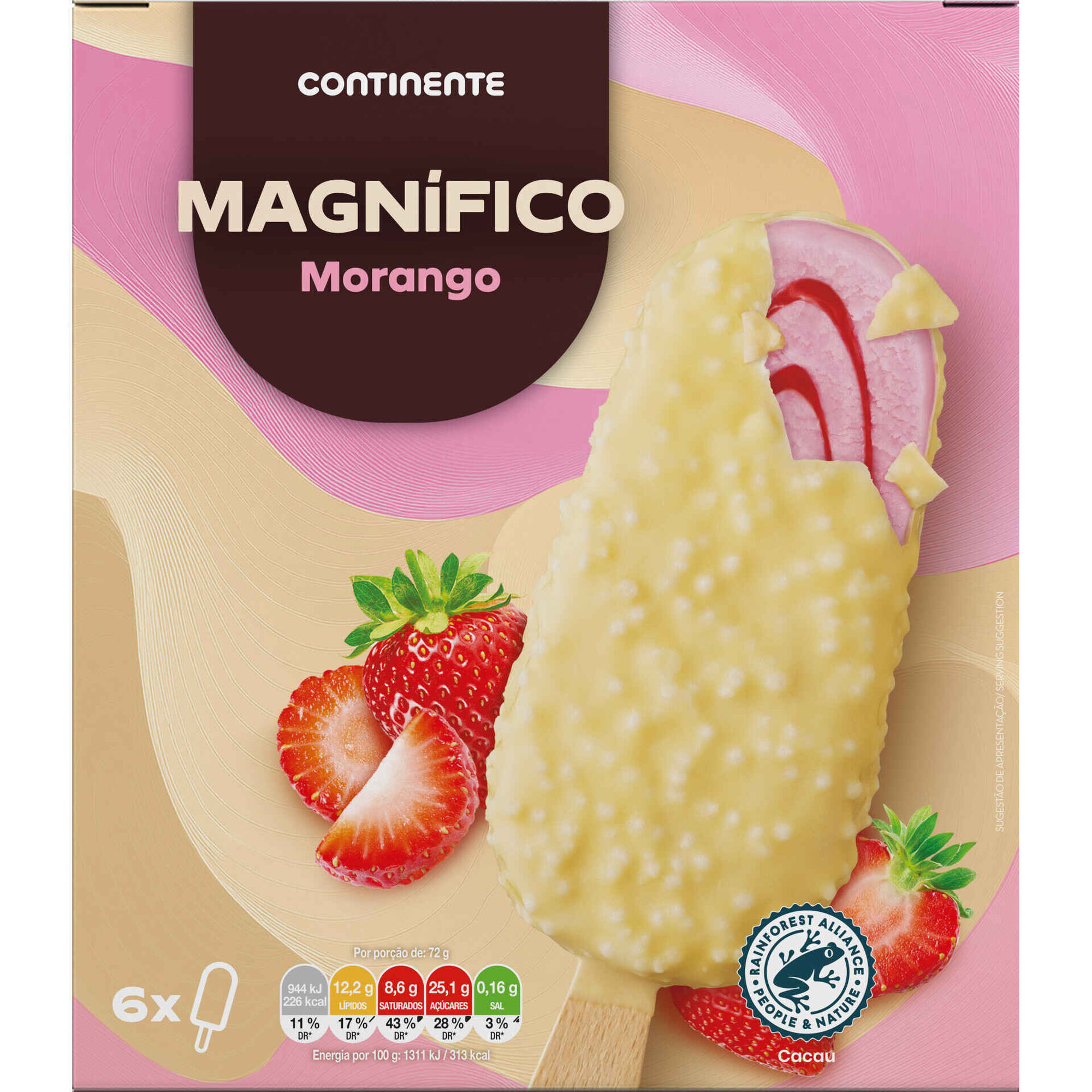 Gelado Magnífico Chocolate Branco e Morango Gelado Magnífico Chocolate Branco e Morango