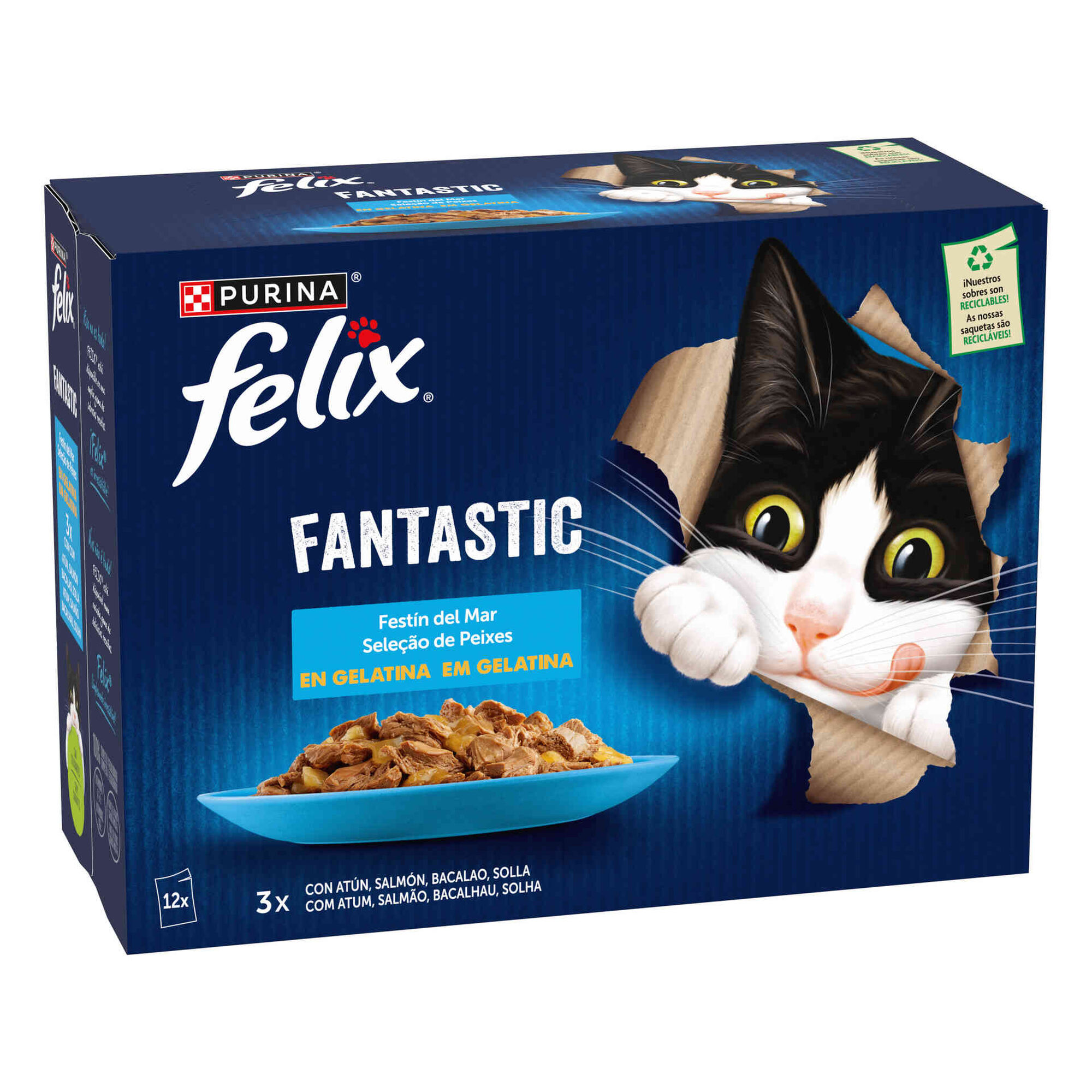 Comida Húmida para Gato Fantastic Seleção Peixes em Gelatina