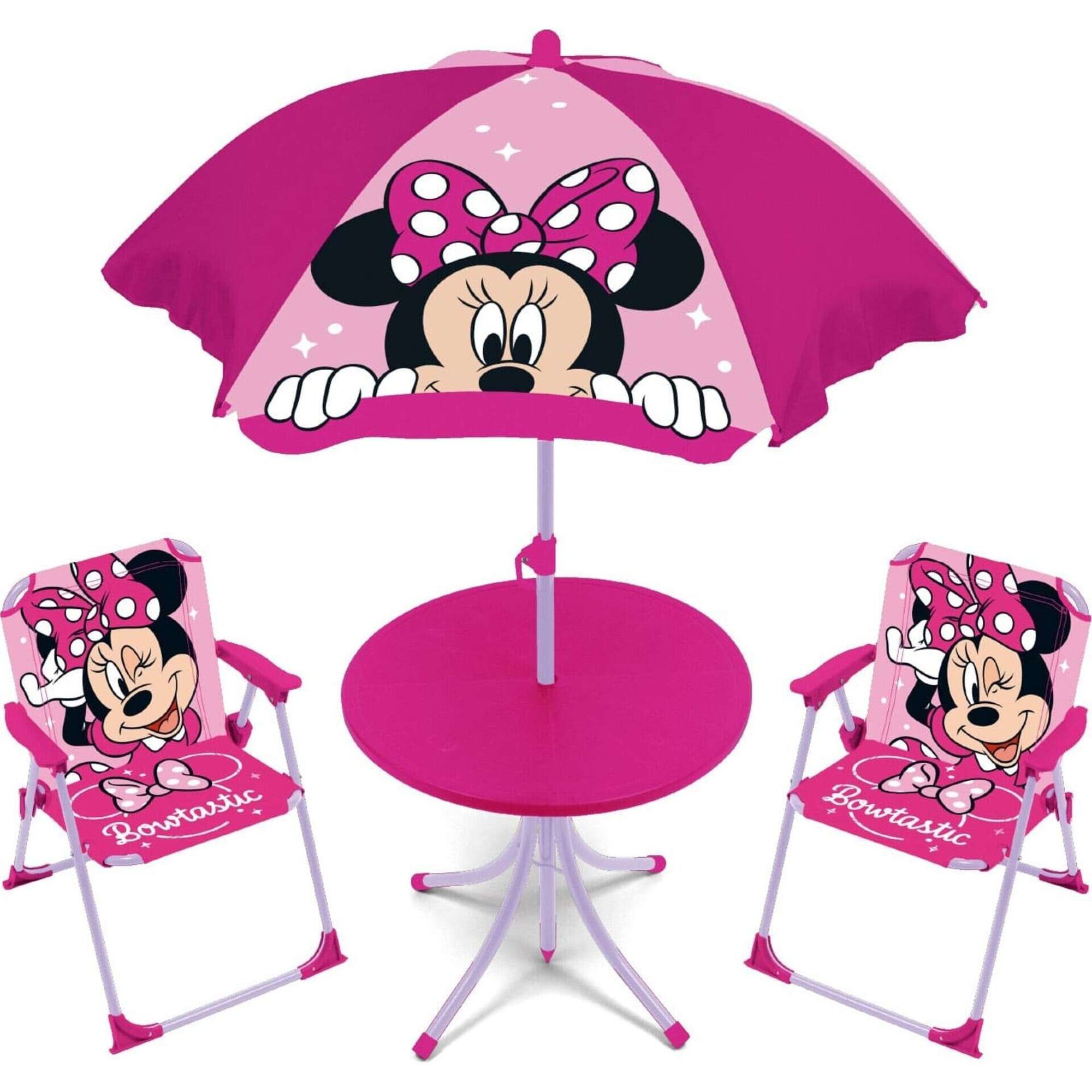 Conjunto de Mesa, 2 Cadeiras e Guarda-sol Disney Minnie