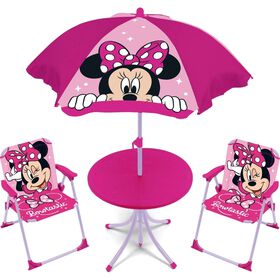 Conjunto de Mesa, 2 Cadeiras e Guarda-Sol Disney Minnie Disney