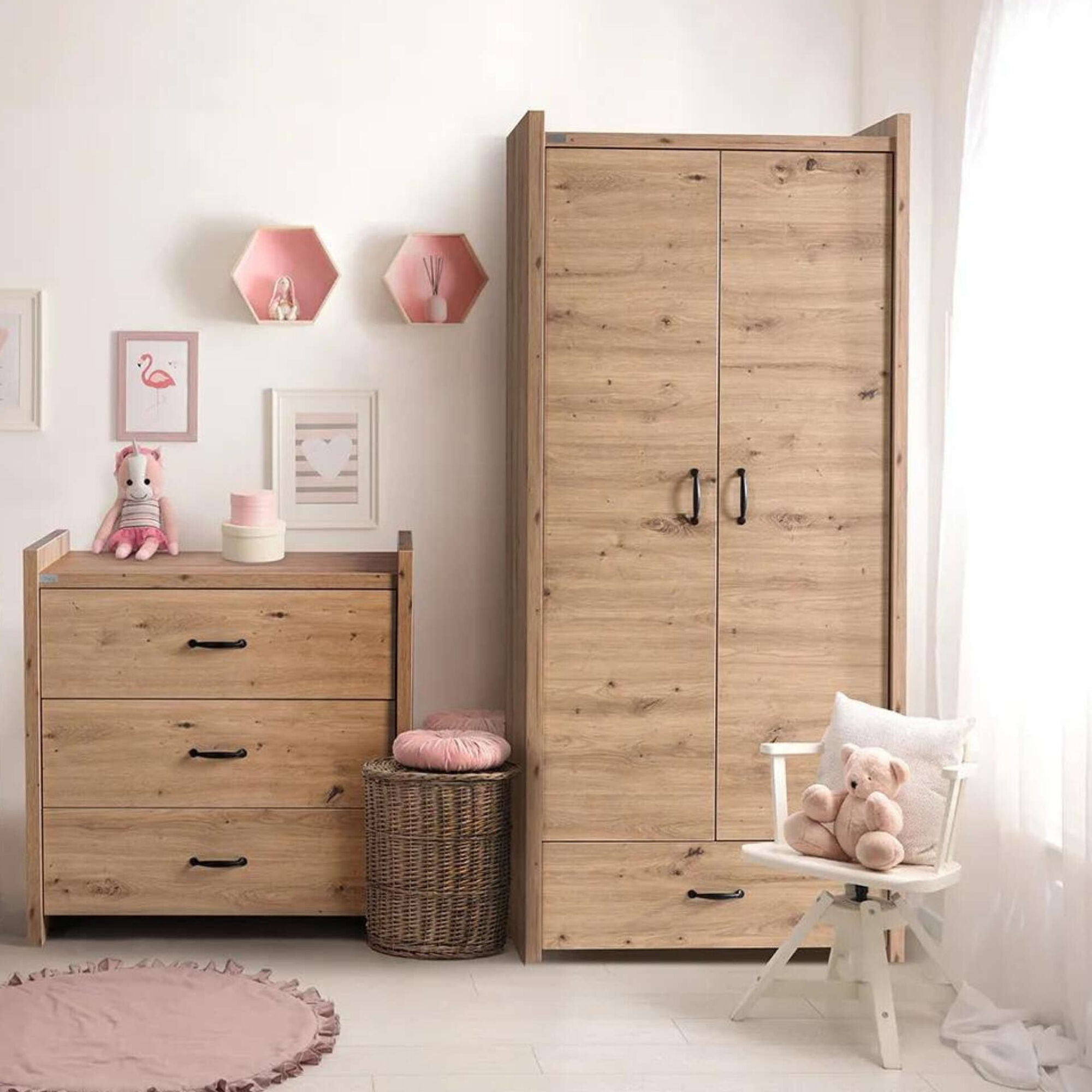 C&oacute;moda 3 Gavetas 84x45x87cm Carvalho Am&eacute;lia Twinko